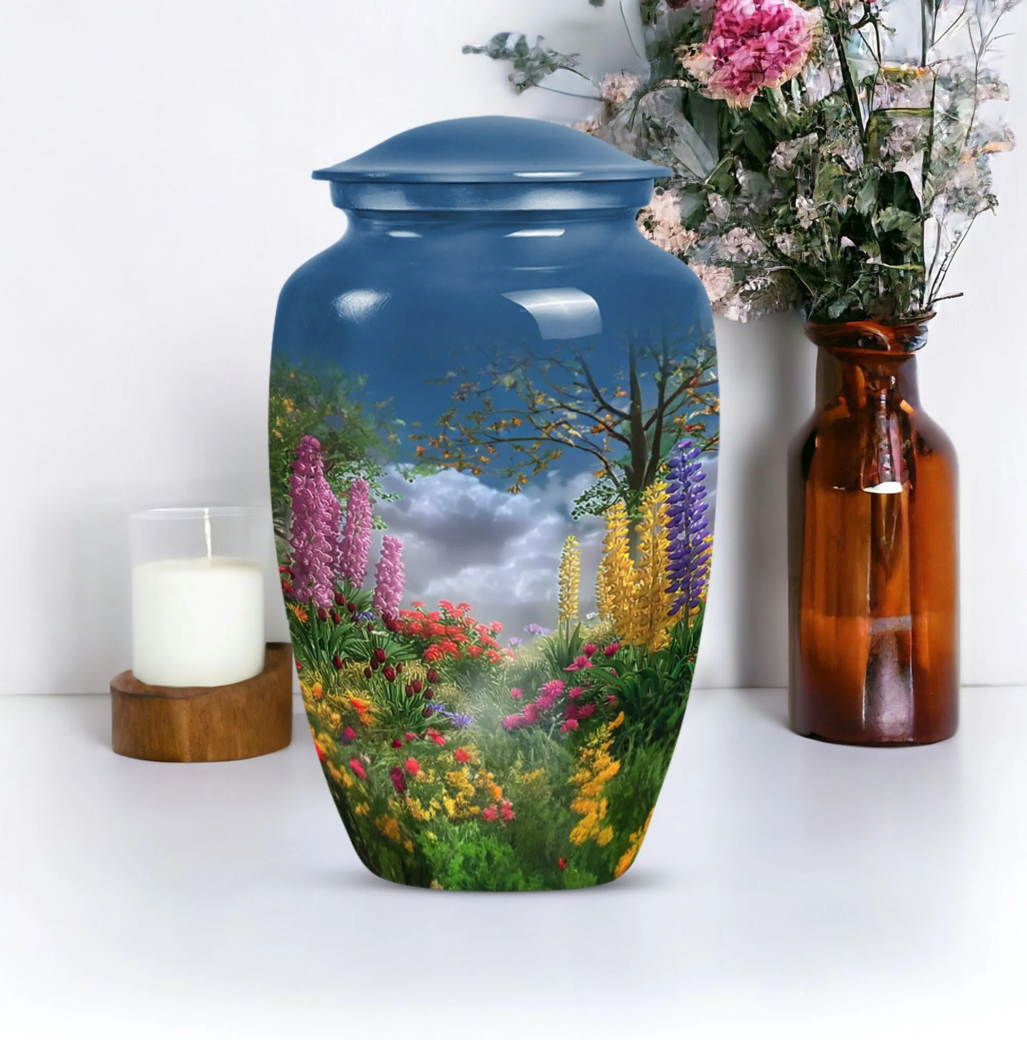 Flowers Memorial - Classic Cremation Urn for Women's Ashes