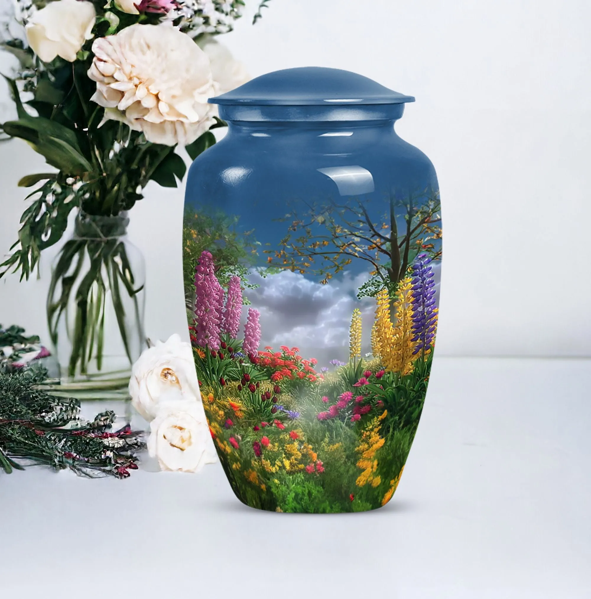 Flowers Memorial - Classic Cremation Urn for Women's Ashes