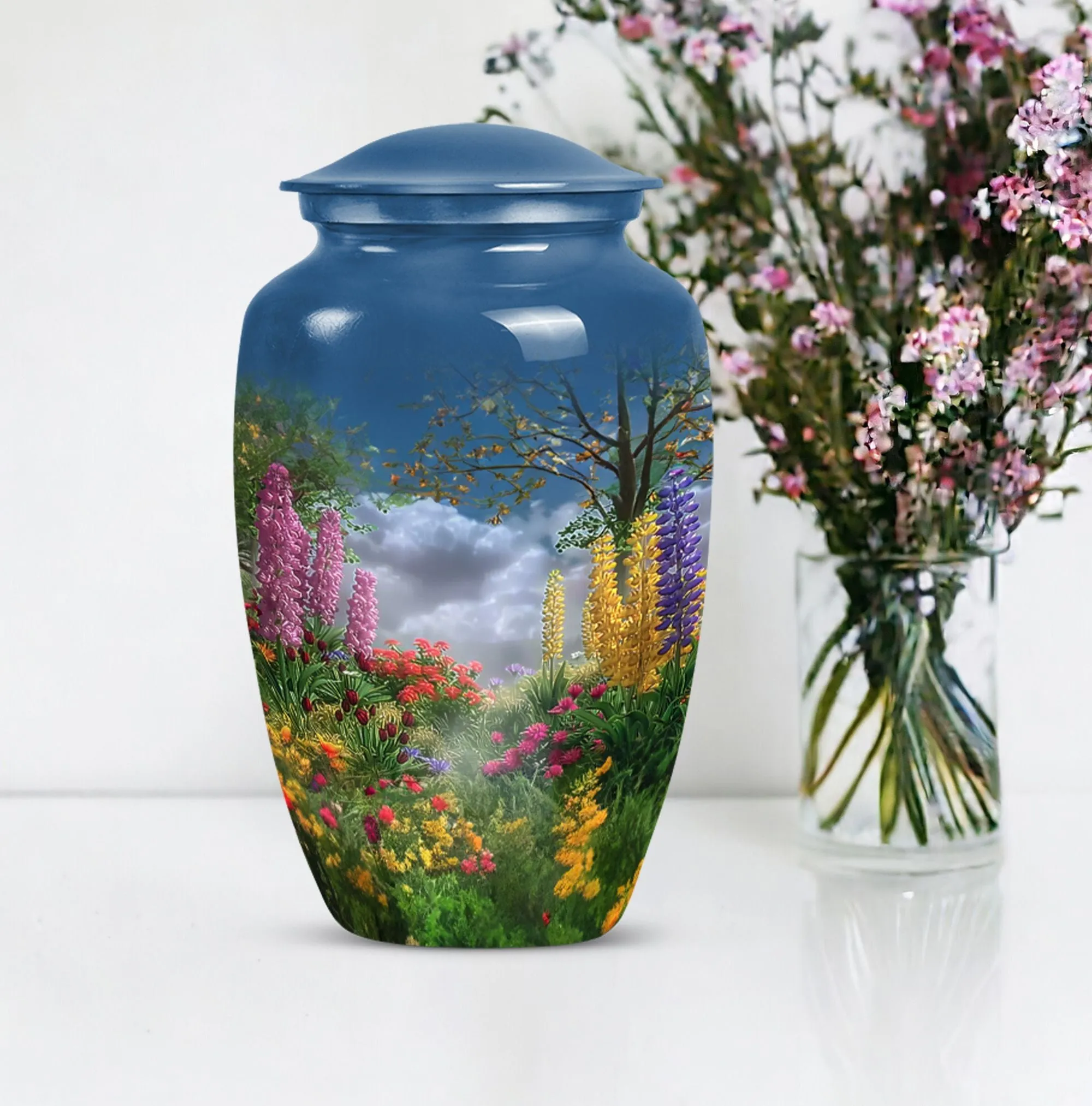 Flowers Memorial - Classic Cremation Urn for Women's Ashes