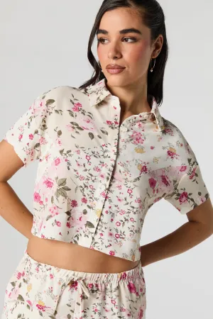 Flowy Cropped Button-Up Top