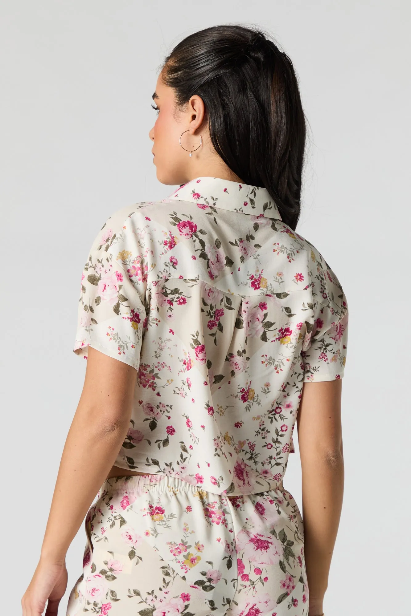 Flowy Cropped Button-Up Top