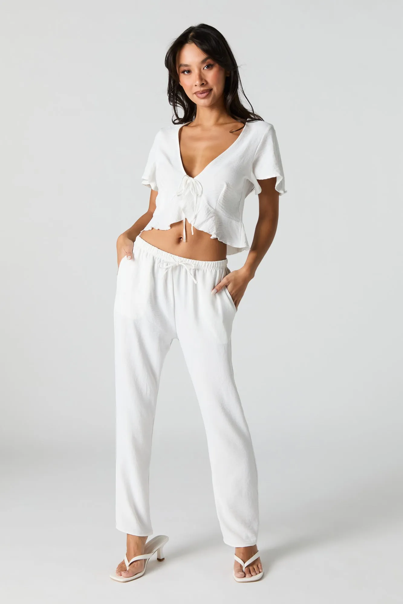 Flowy Drawstring Straight Leg Pant