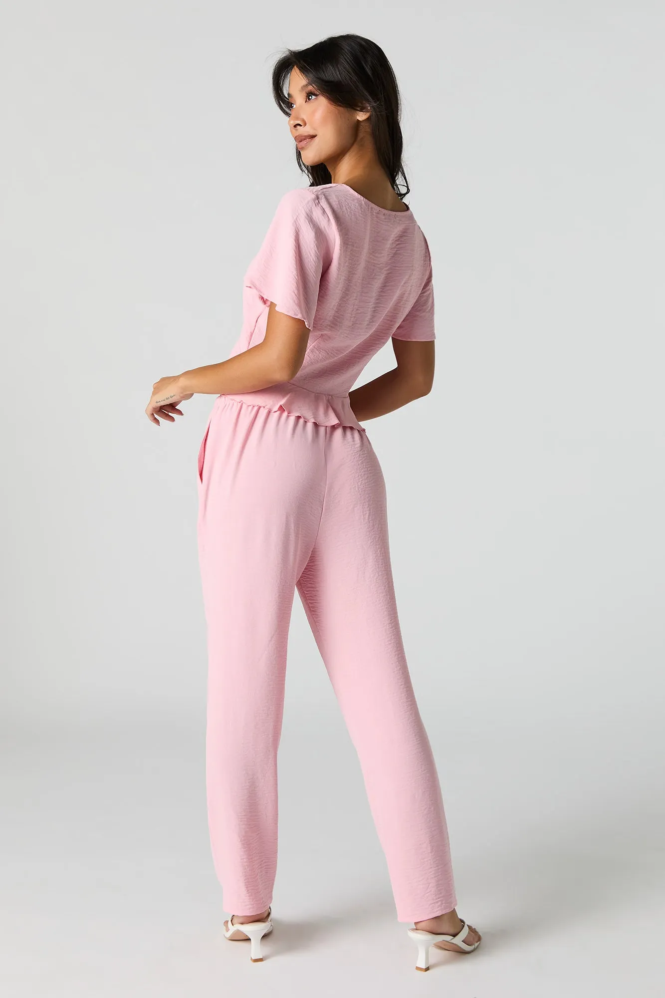 Flowy Drawstring Straight Leg Pant