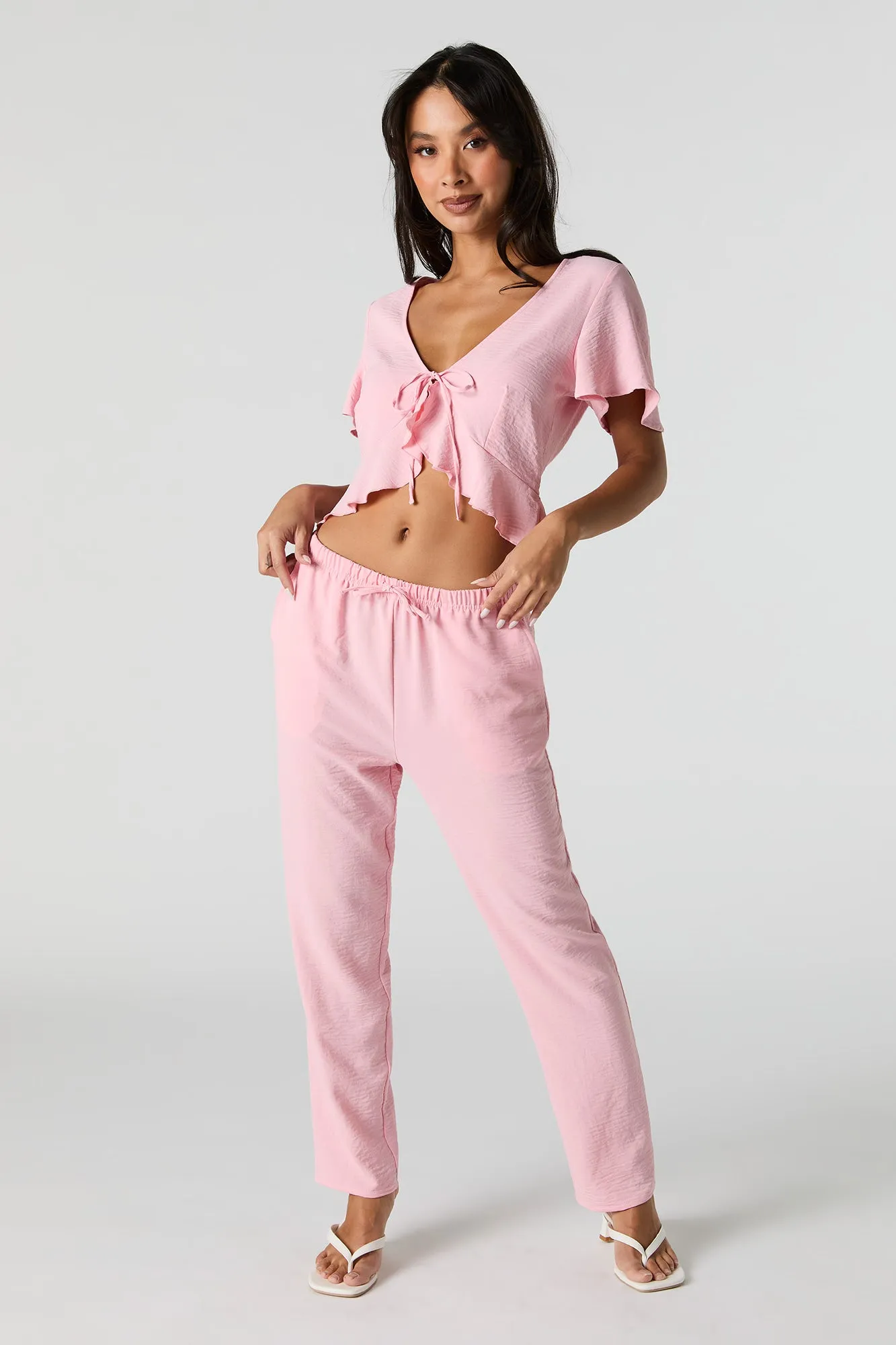 Flowy Drawstring Straight Leg Pant