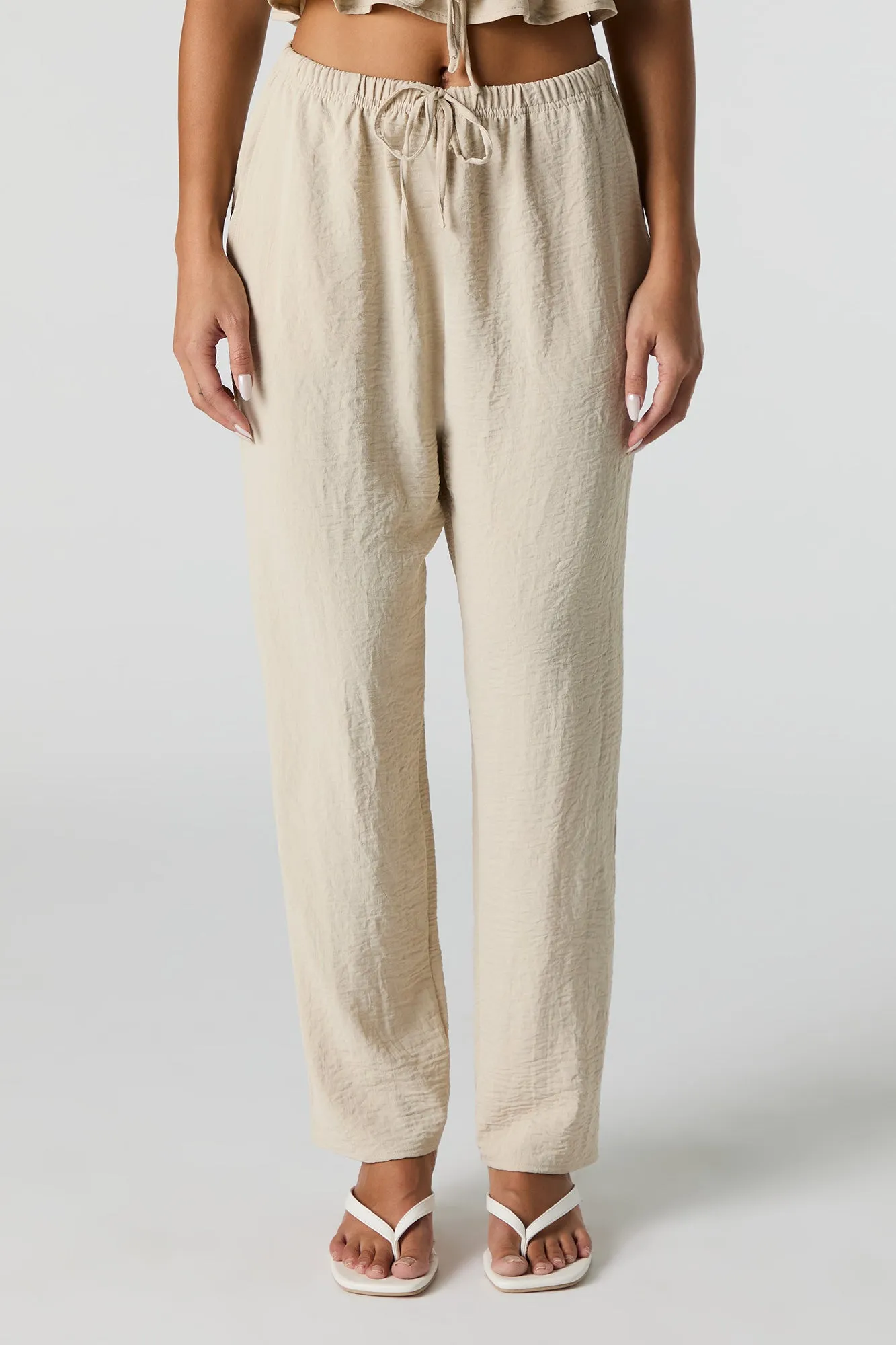 Flowy Drawstring Straight Leg Pant