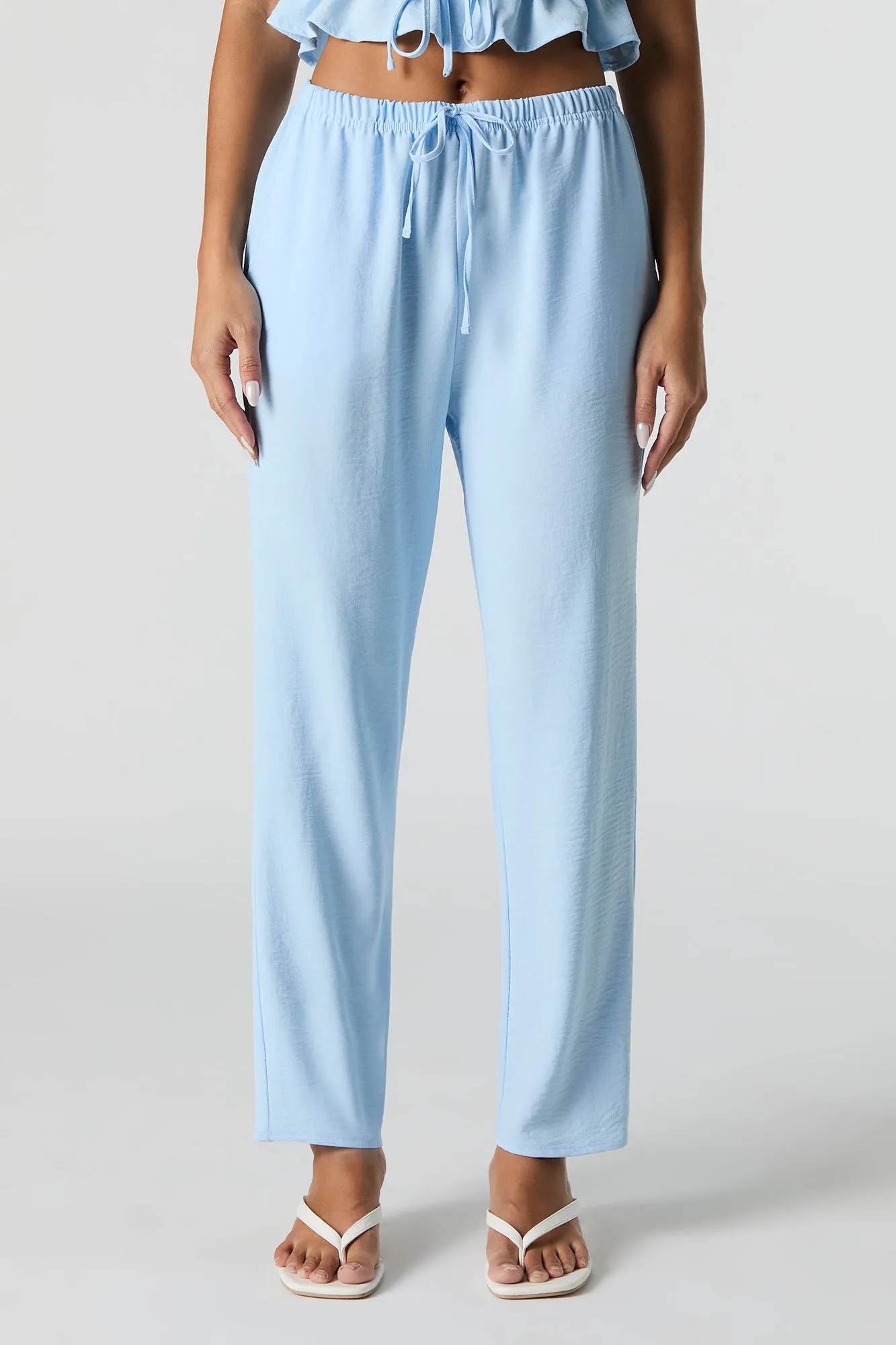 Flowy Drawstring Straight Leg Pant