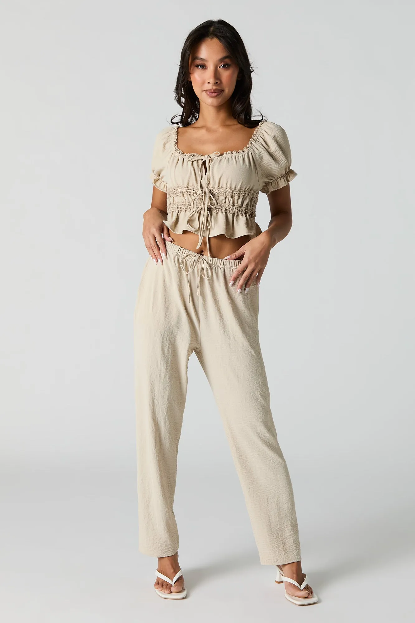 Flowy Drawstring Straight Leg Pant