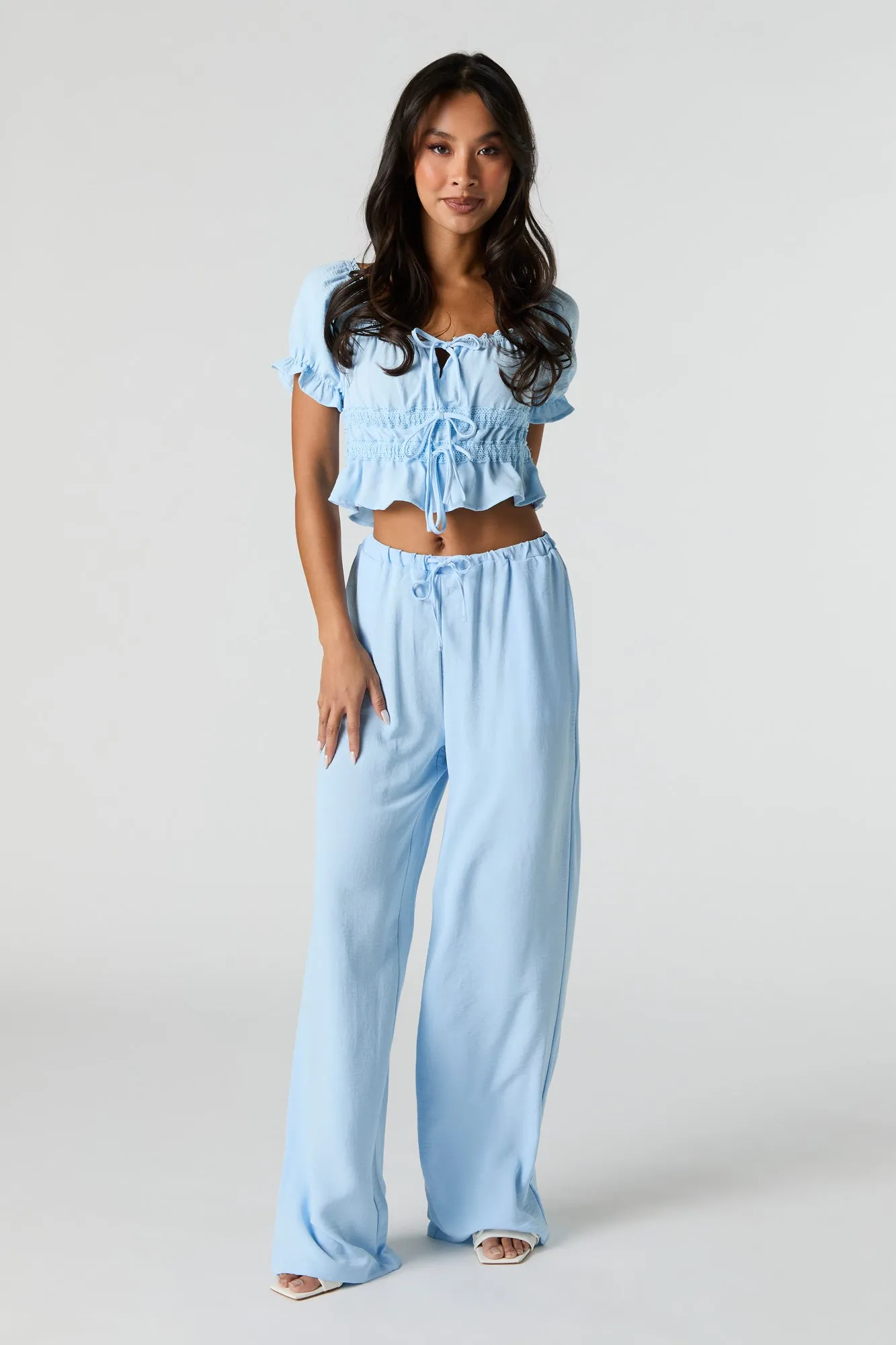 Flowy Drawstring Wide Leg Pant