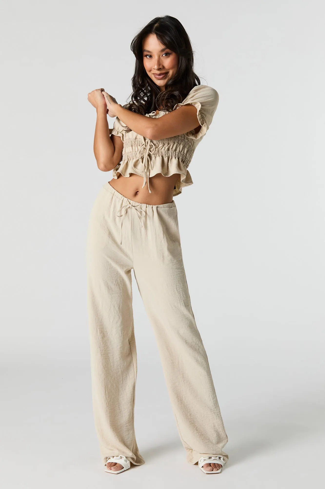 Flowy Drawstring Wide Leg Pant