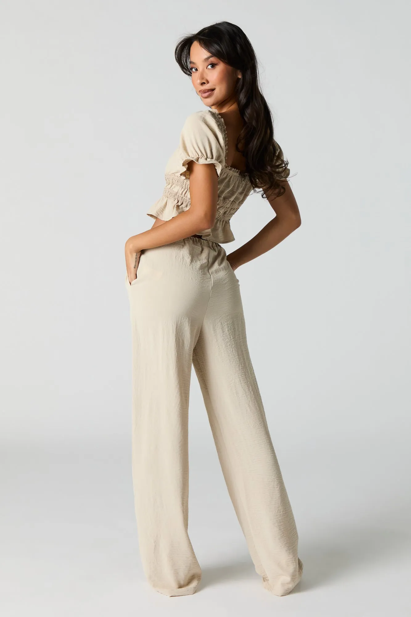 Flowy Drawstring Wide Leg Pant