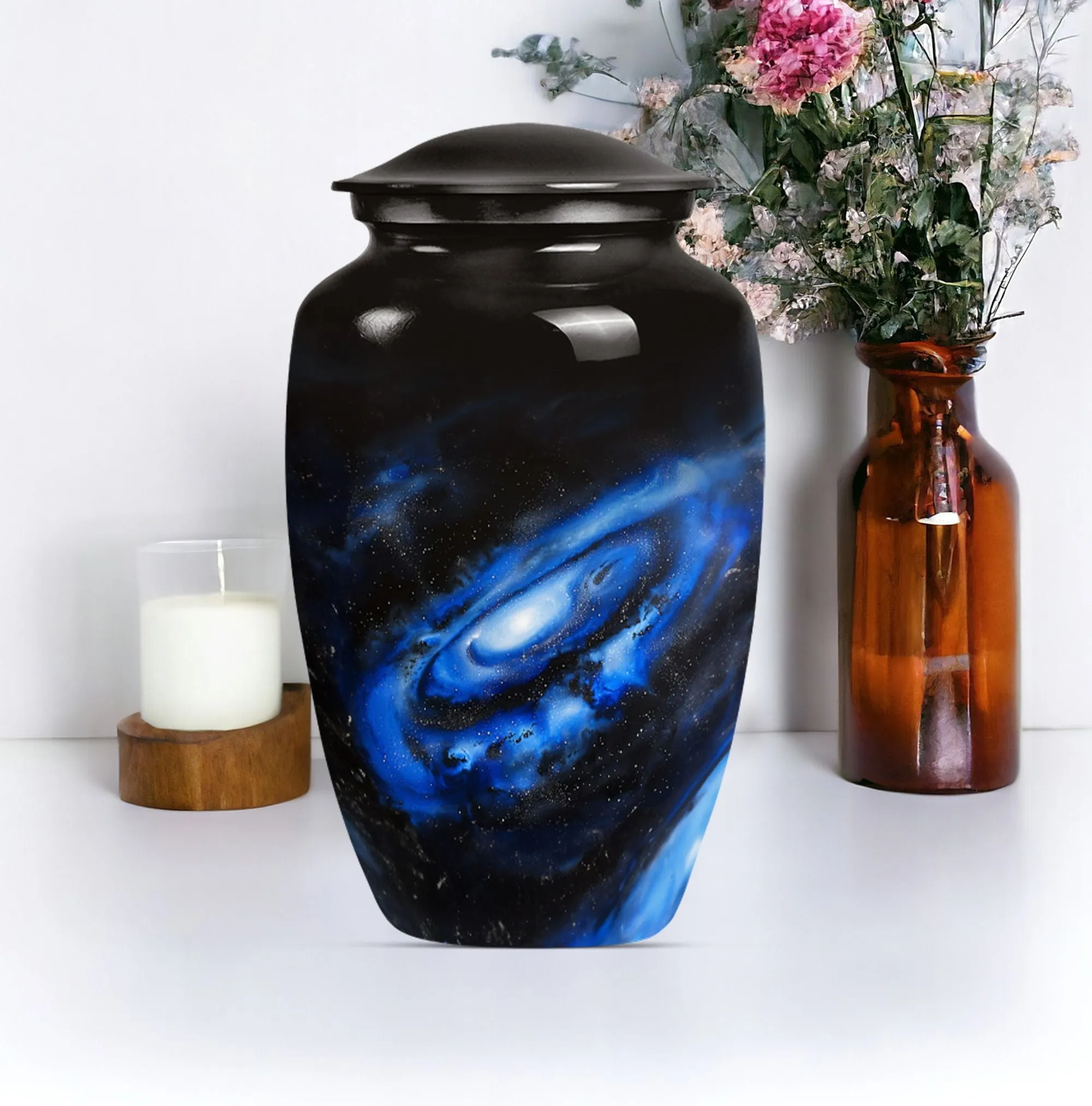 Galaxy Urn in Purple Meadow Theme - Cremation Urn for Women