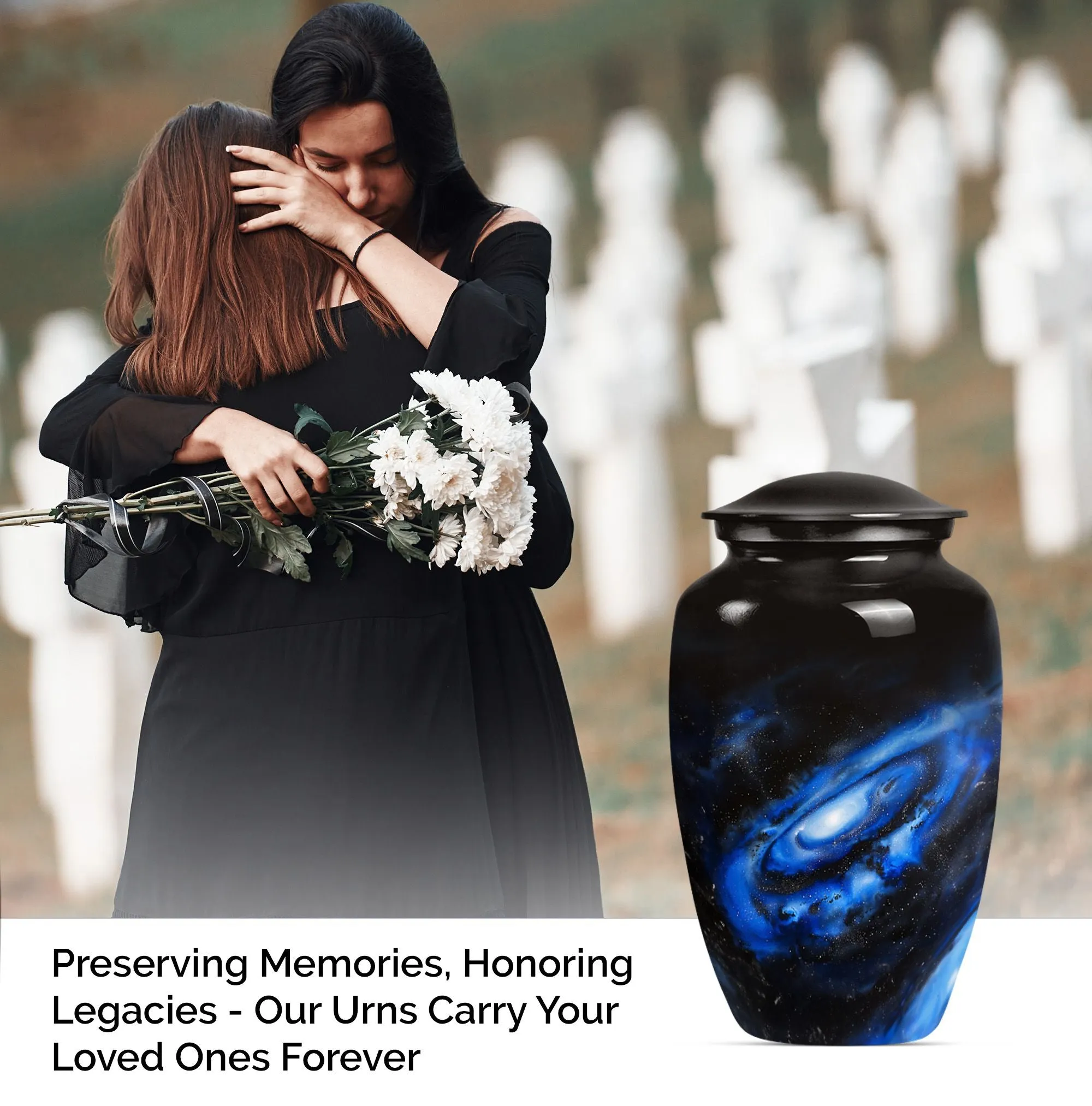 Galaxy Urn in Purple Meadow Theme - Cremation Urn for Women