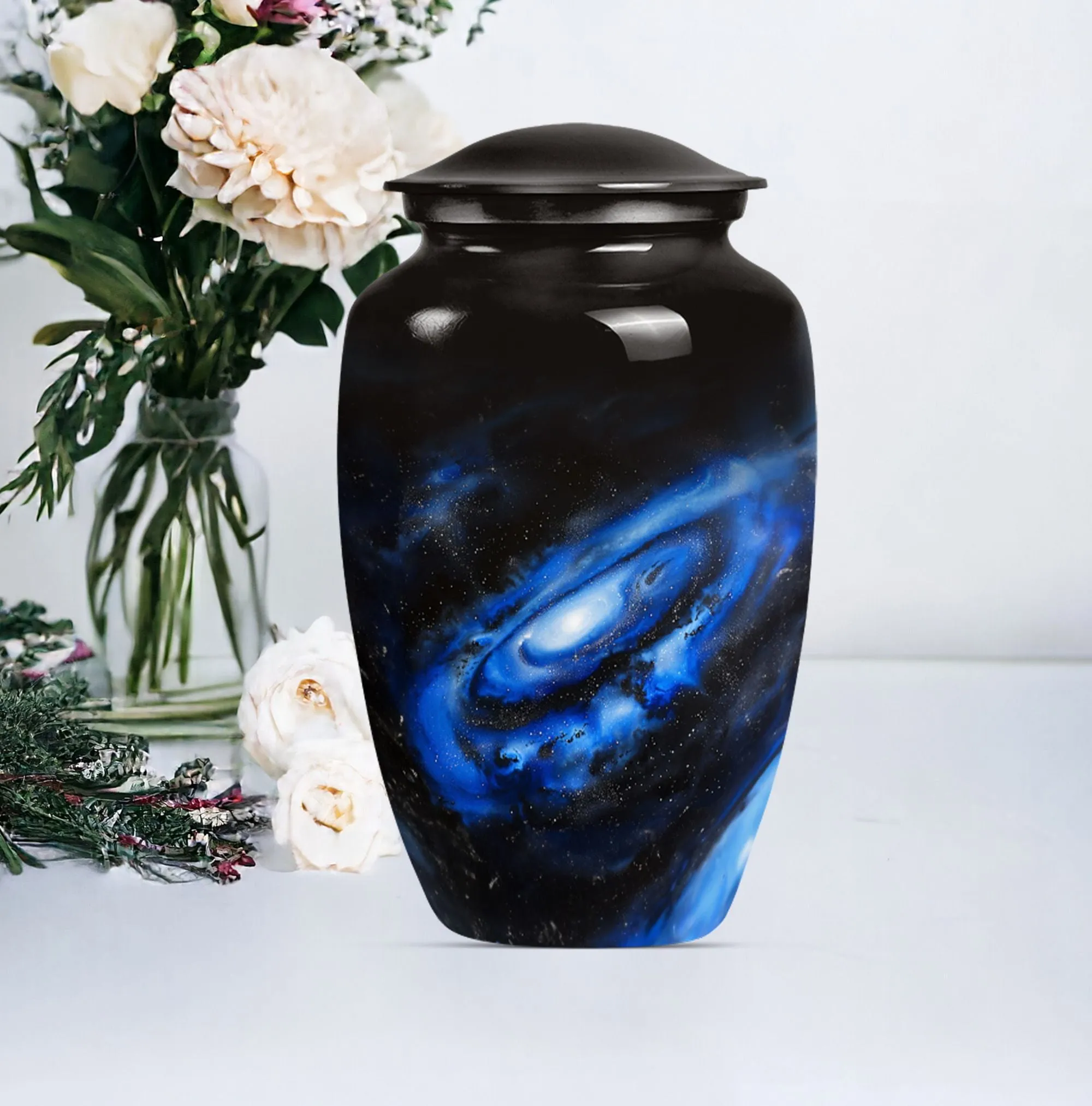 Galaxy Urn in Purple Meadow Theme - Cremation Urn for Women