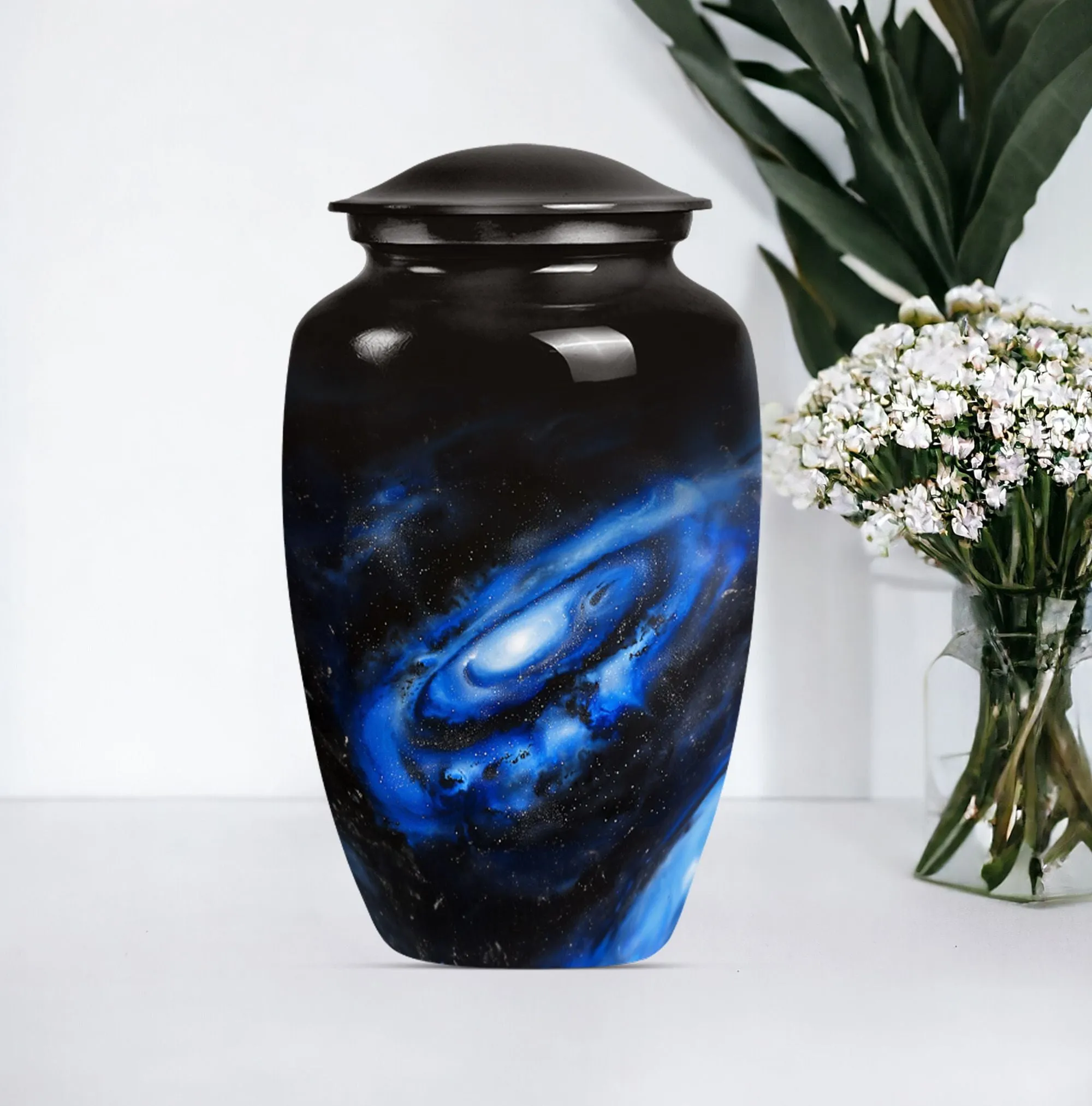 Galaxy Urn in Purple Meadow Theme - Cremation Urn for Women