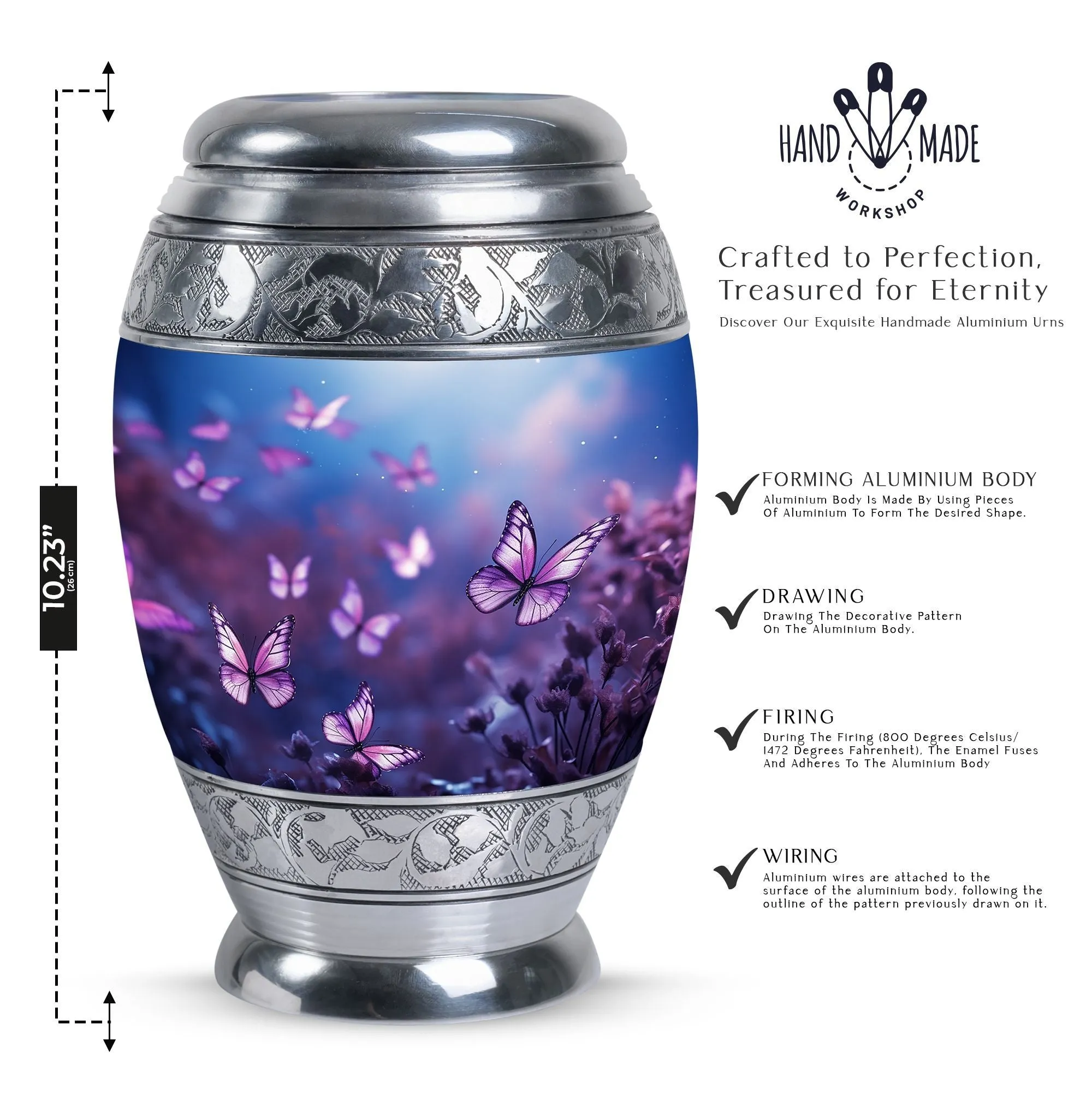 Gentle Rest: Butterflies in Forest Cremation Urn For Ashes
