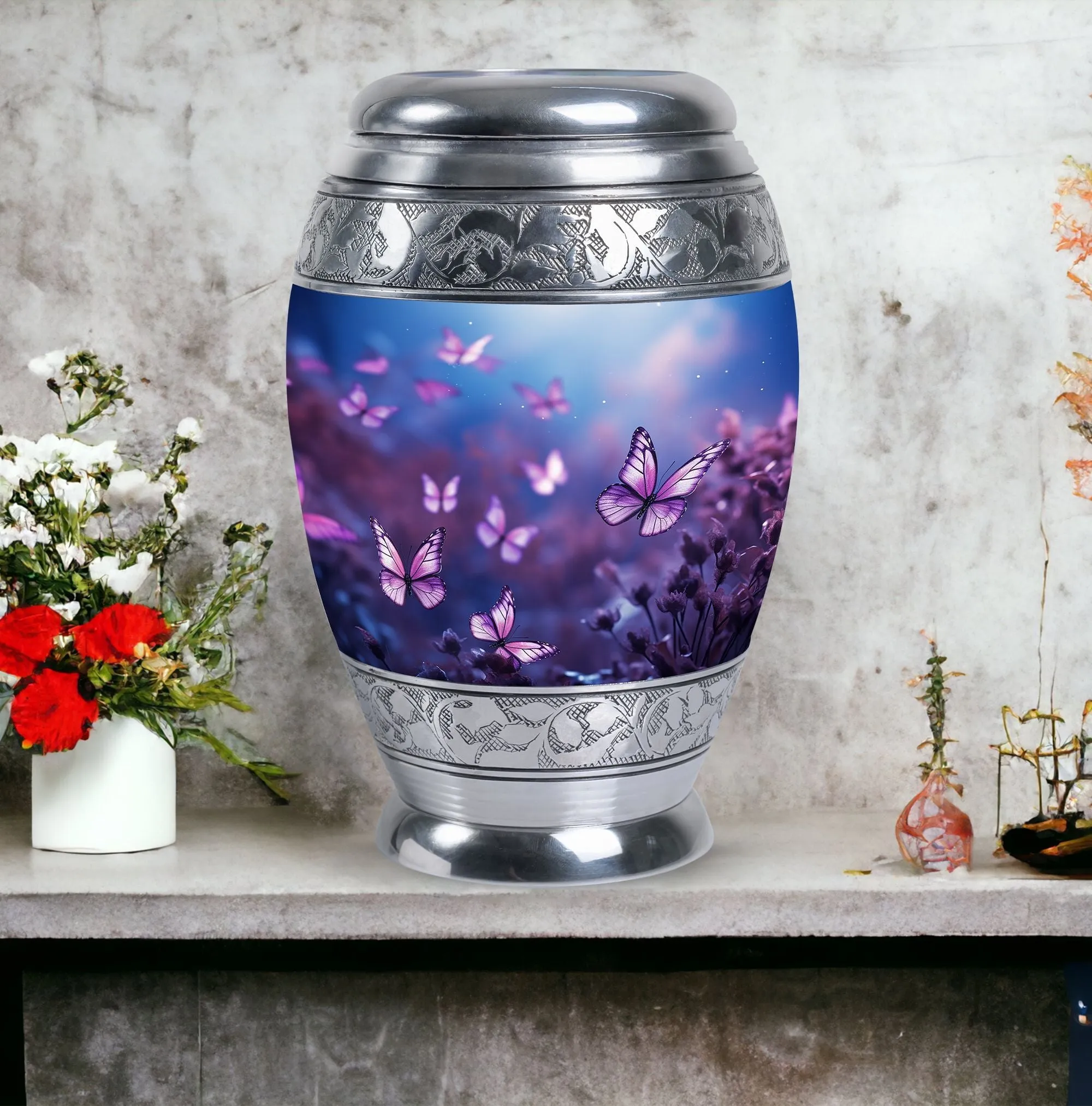 Gentle Rest: Butterflies in Forest Cremation Urn For Ashes