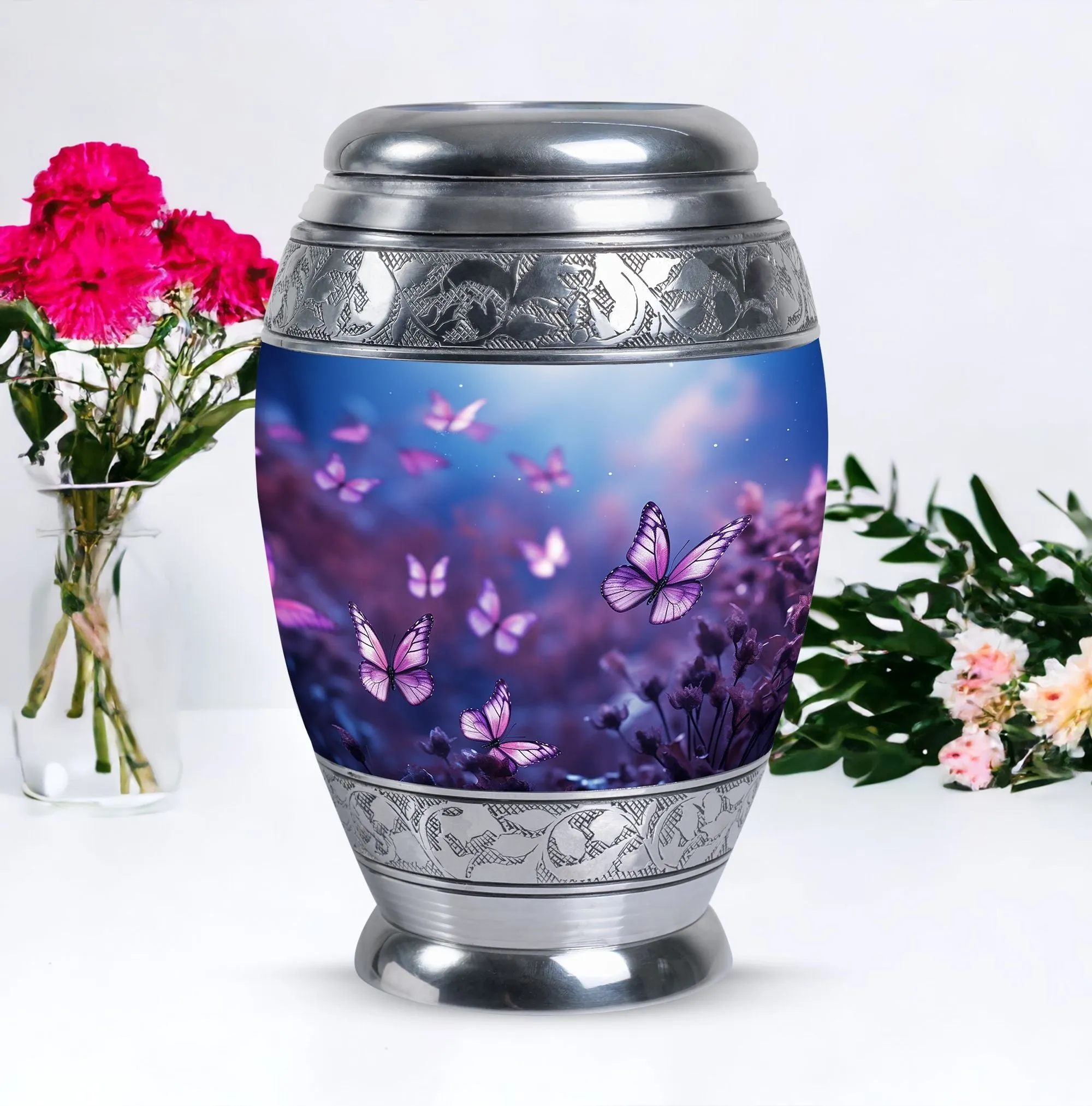 Gentle Rest: Butterflies in Forest Cremation Urn For Ashes