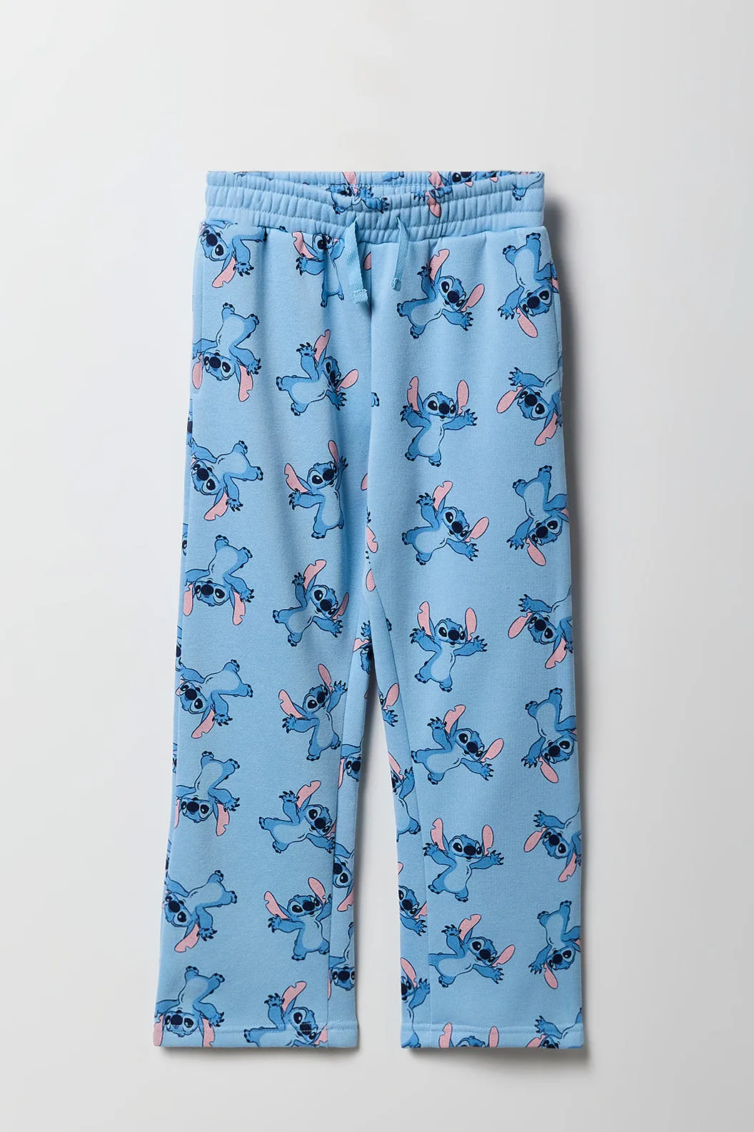 Girls Blue Stitch Print Fleece Sweatpant