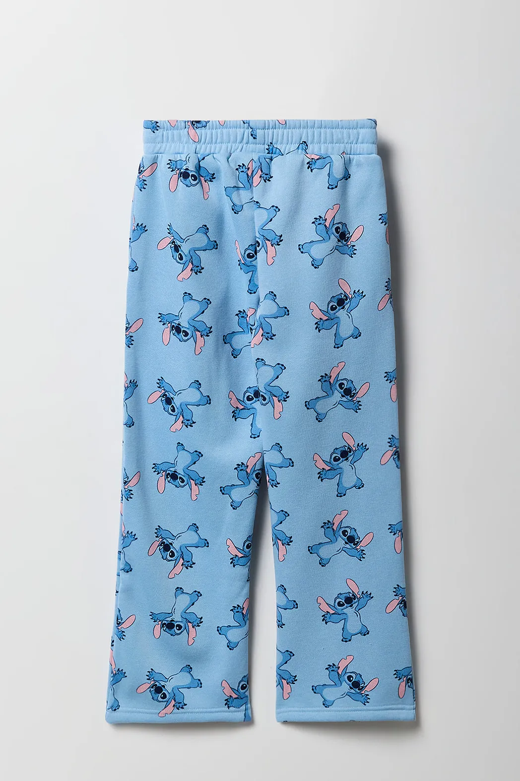 Girls Blue Stitch Print Fleece Sweatpant