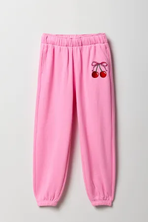 Girls Embroidered Fleece Jogger