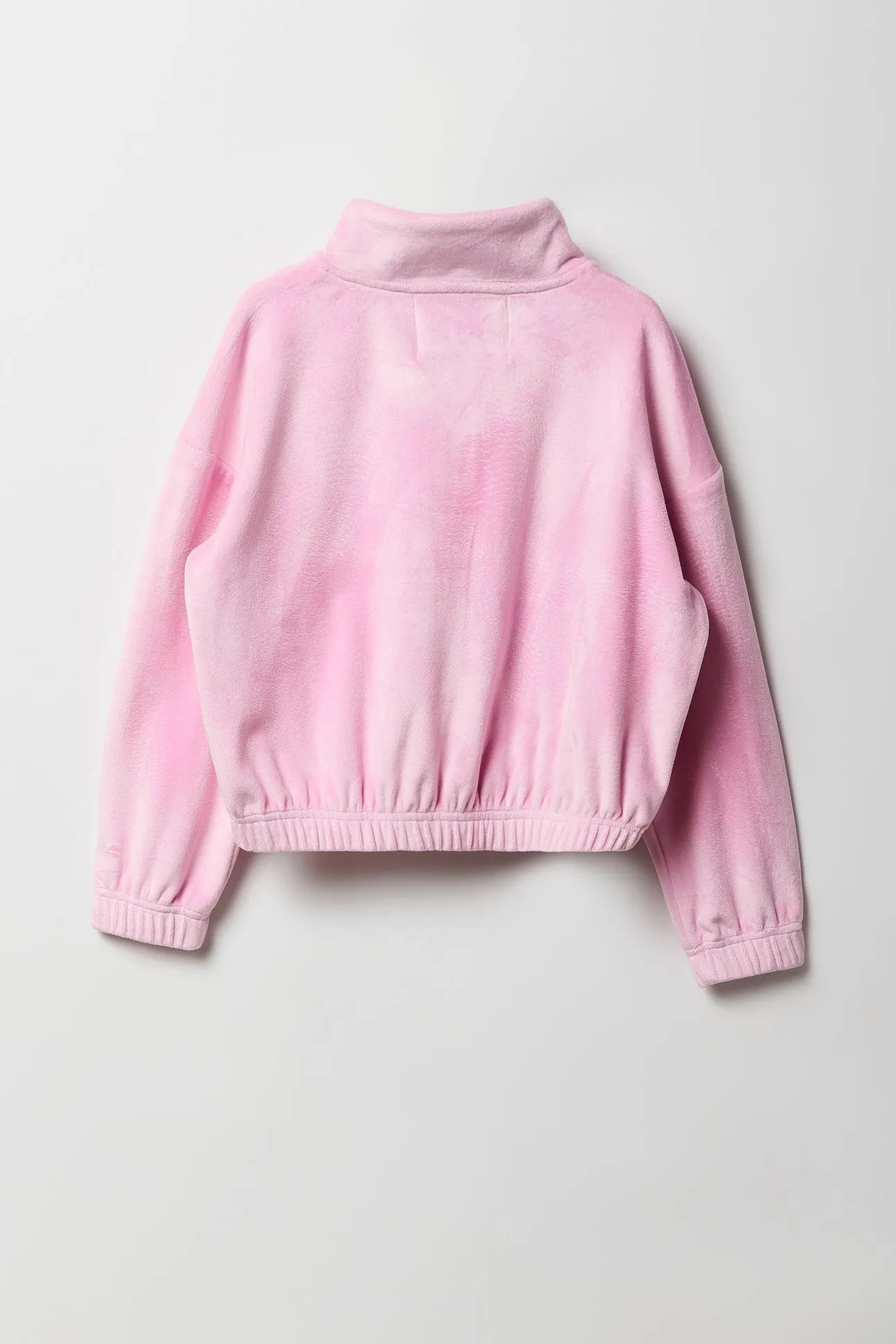 Girls Velour Quarter Zip Sweatshirt