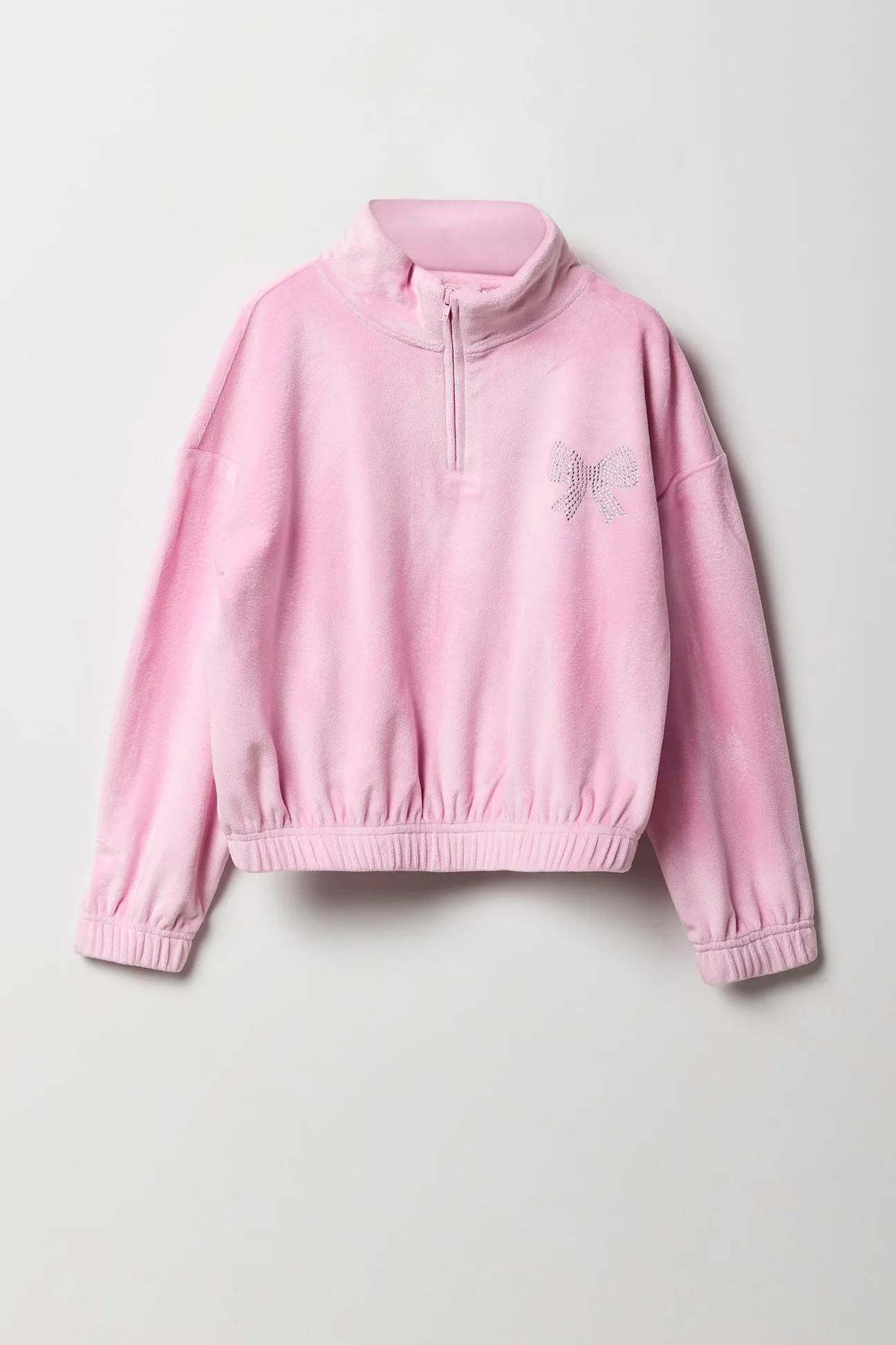 Girls Velour Quarter Zip Sweatshirt