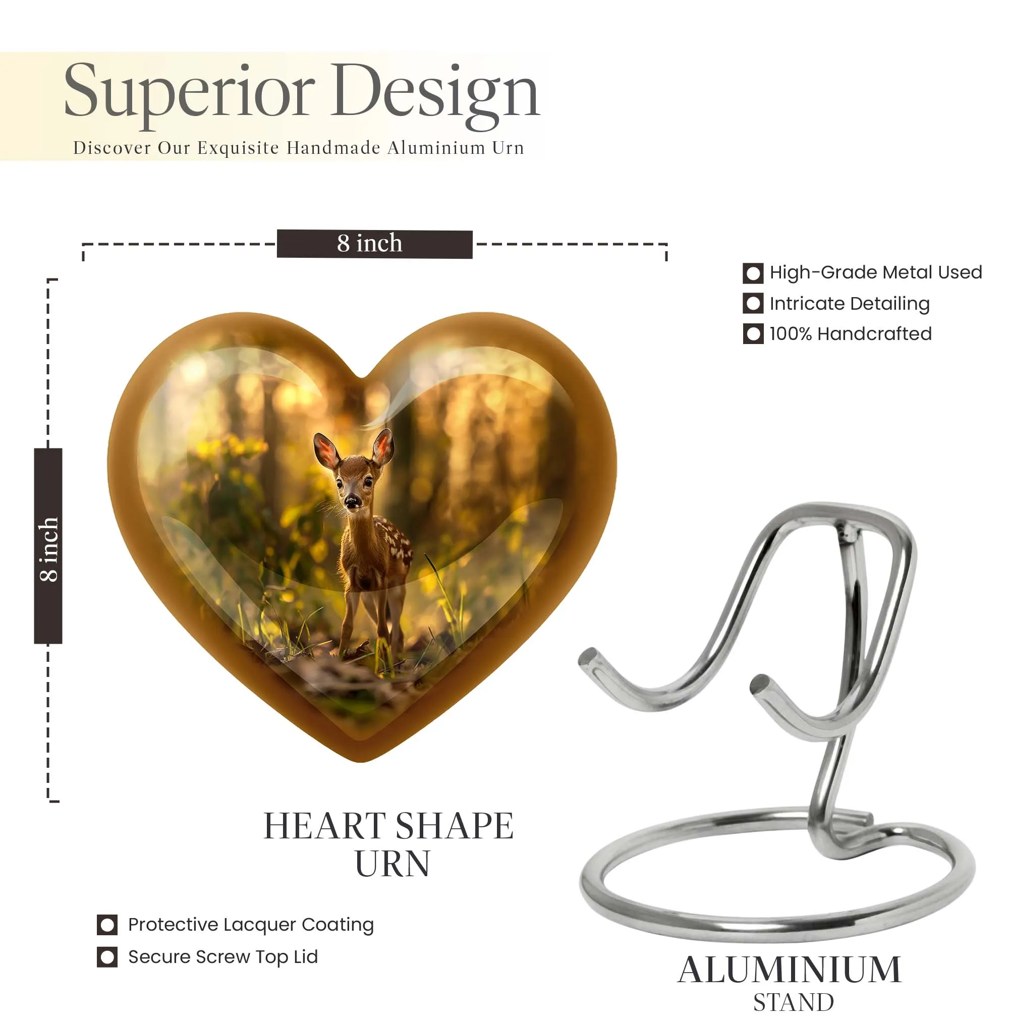 Gracious Remembrance - Deer Cremation Medium Urn for Endearing Touch