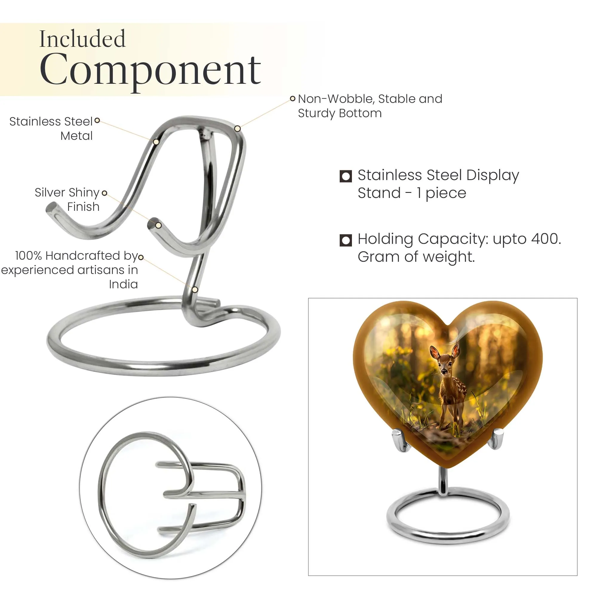 Gracious Remembrance - Deer Cremation Medium Urn for Endearing Touch