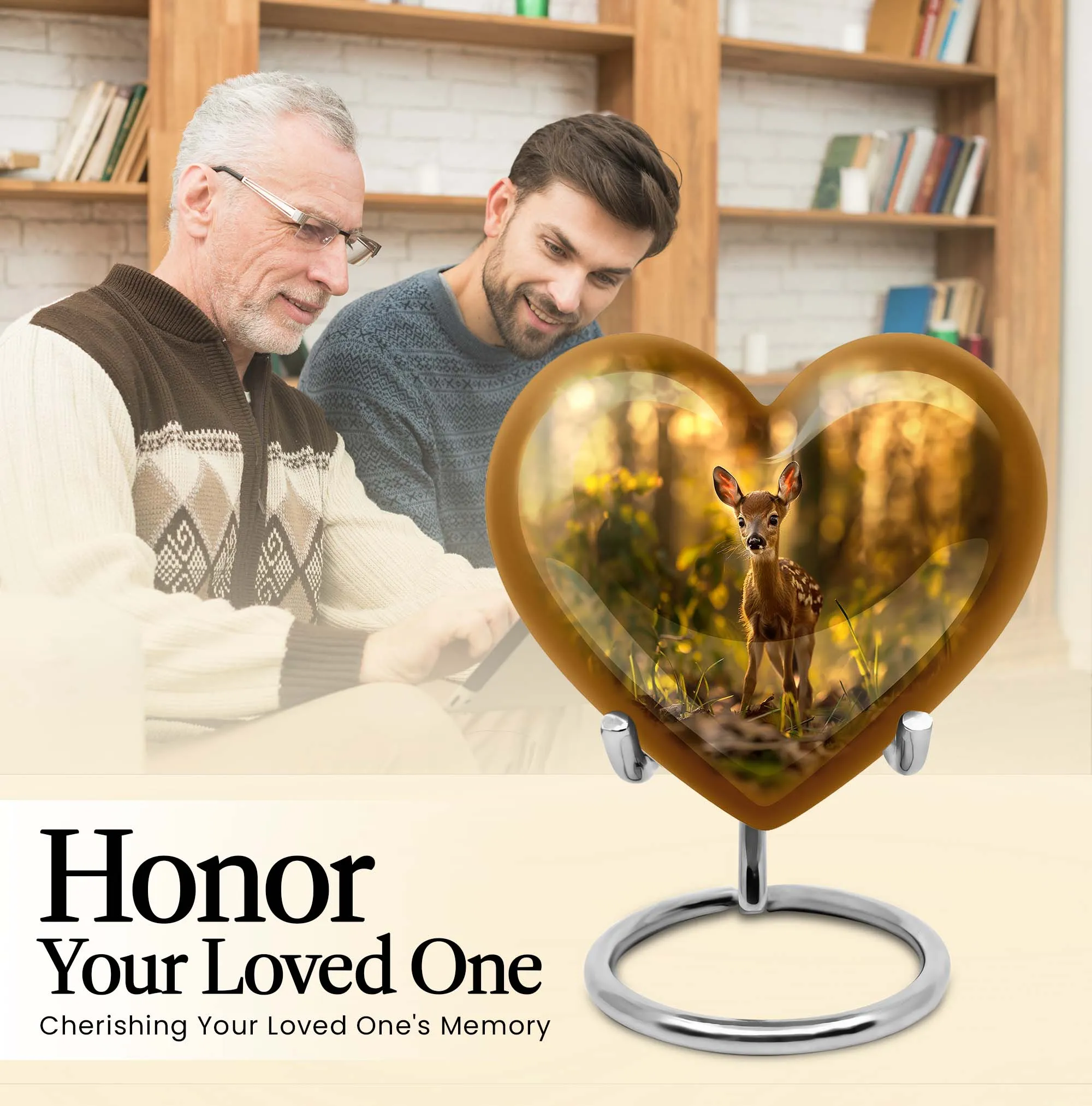 Gracious Remembrance - Deer Cremation Medium Urn for Endearing Touch