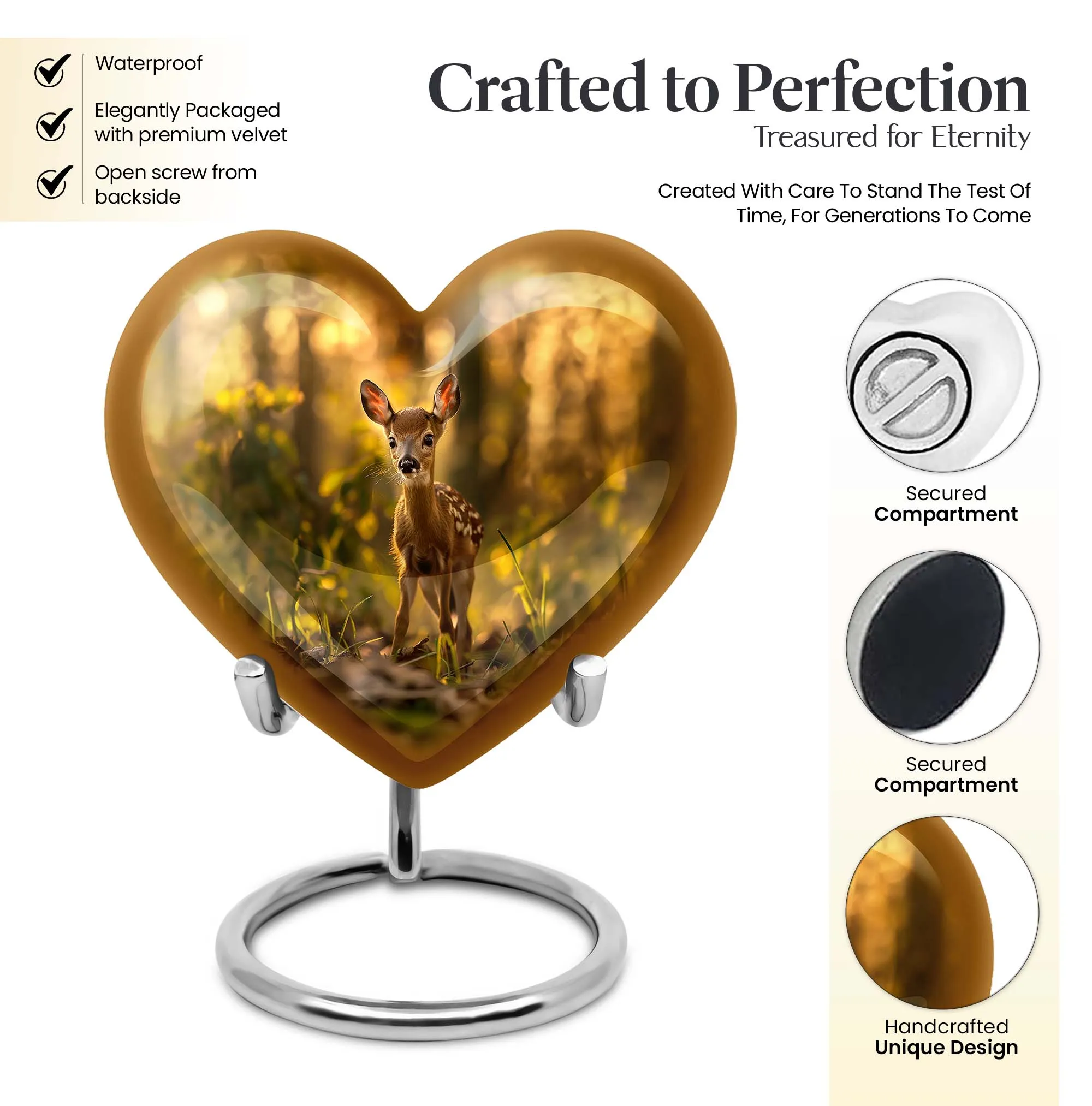 Gracious Remembrance - Deer Cremation Medium Urn for Endearing Touch