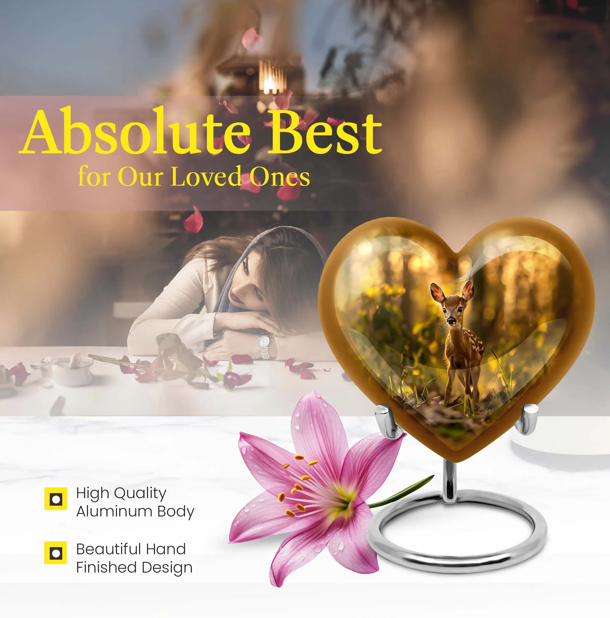 Gracious Remembrance - Deer Cremation Medium Urn for Endearing Touch