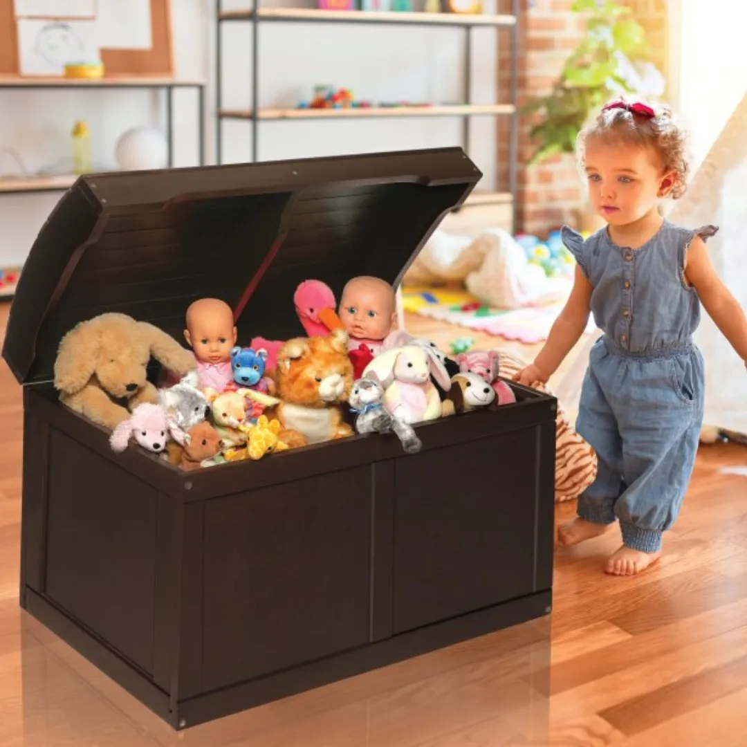 Hardwood Barrel Top Toy Chest - Espresso