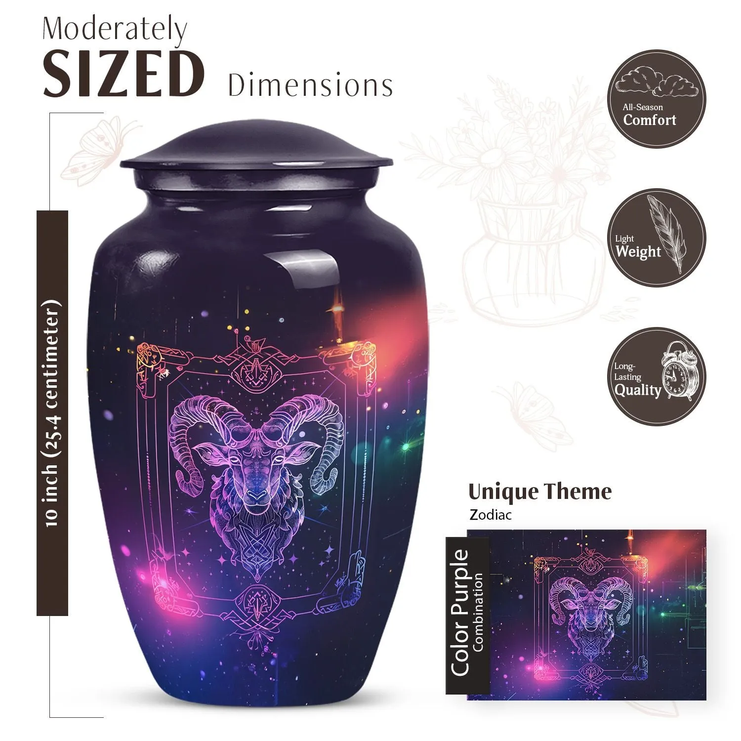 Harmony Zodiac Cremation Tribute - Premium Ashes Urn
