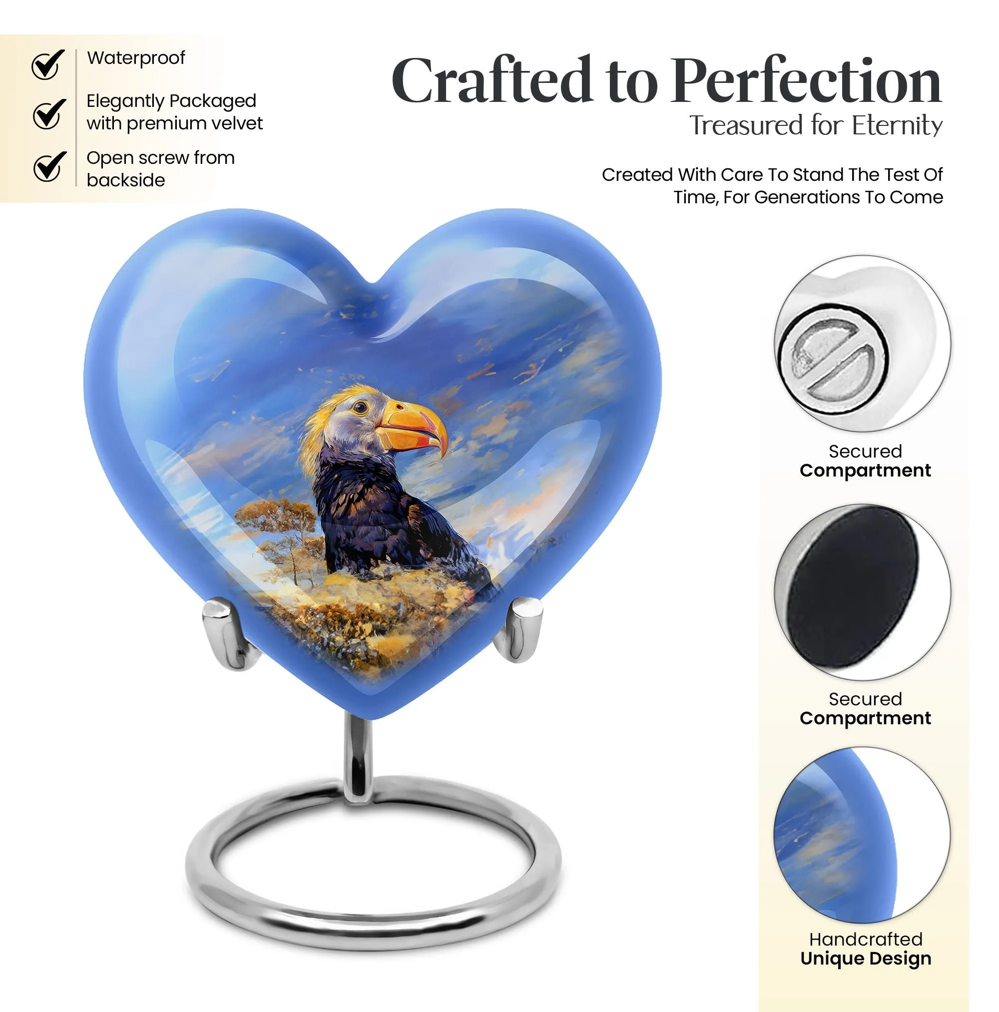 Heartfelt Memories Puffin Bird Ashes Keepsake Urn