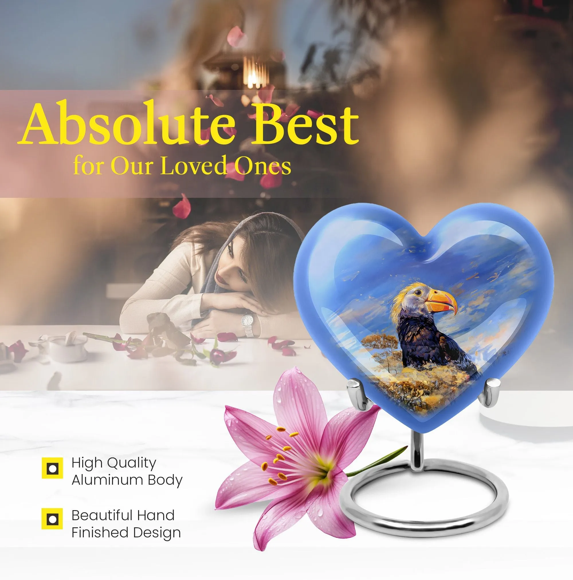 Heartfelt Memories Puffin Bird Ashes Keepsake Urn