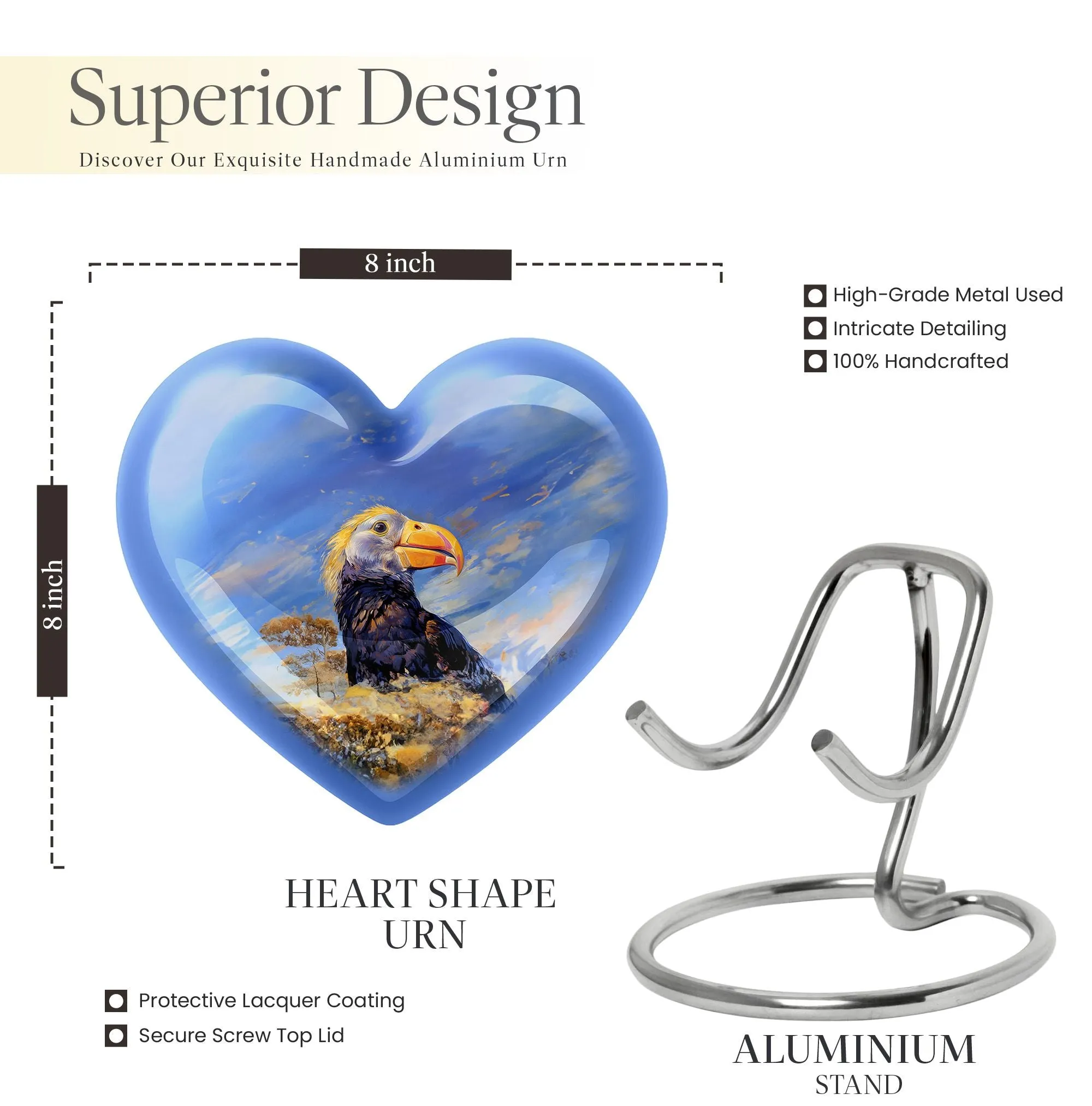 Heartfelt Memories Puffin Bird Ashes Keepsake Urn