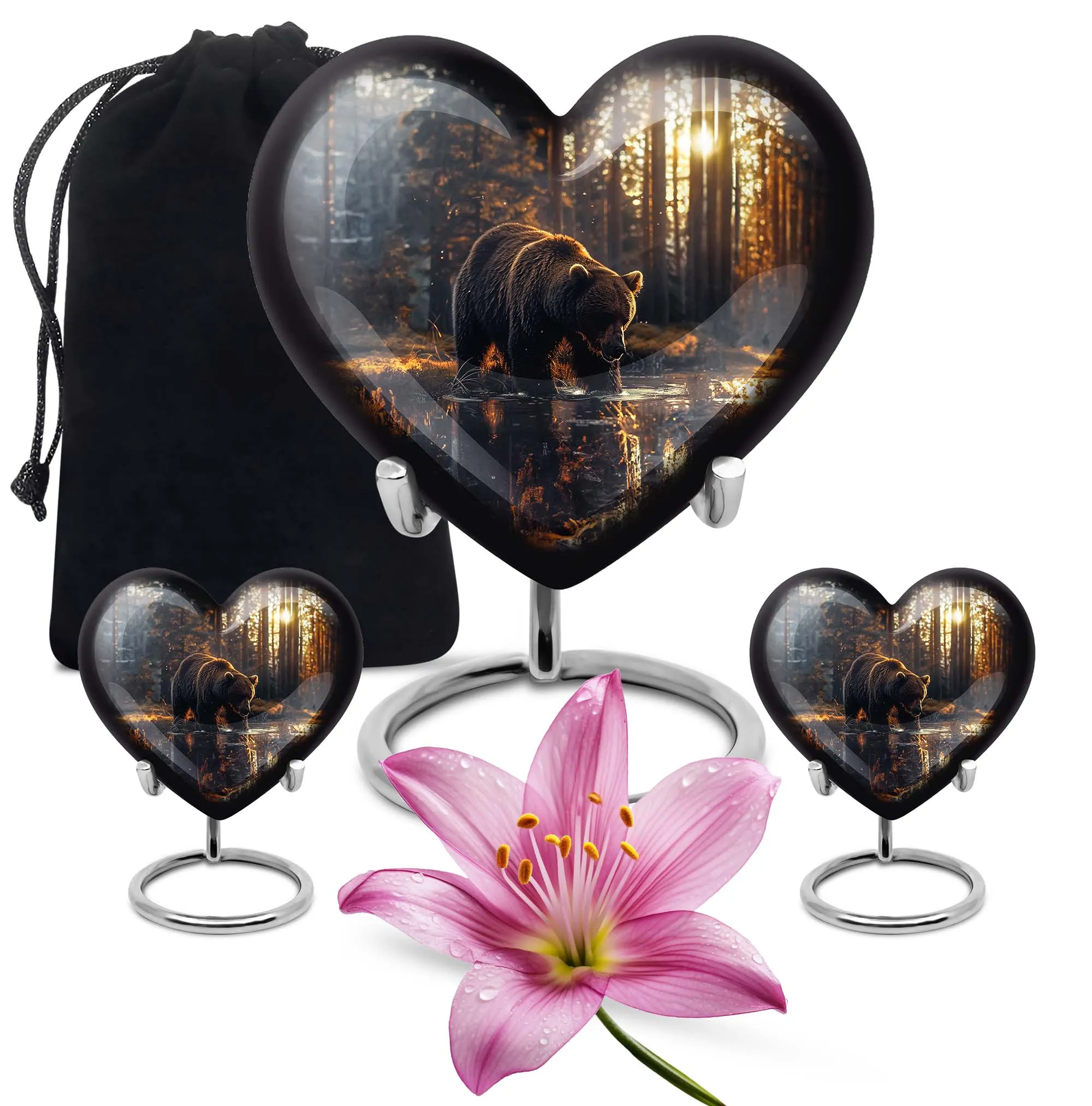 Heartfelt Rememberance - Bear Urn for Women, Purple Meadow Themed