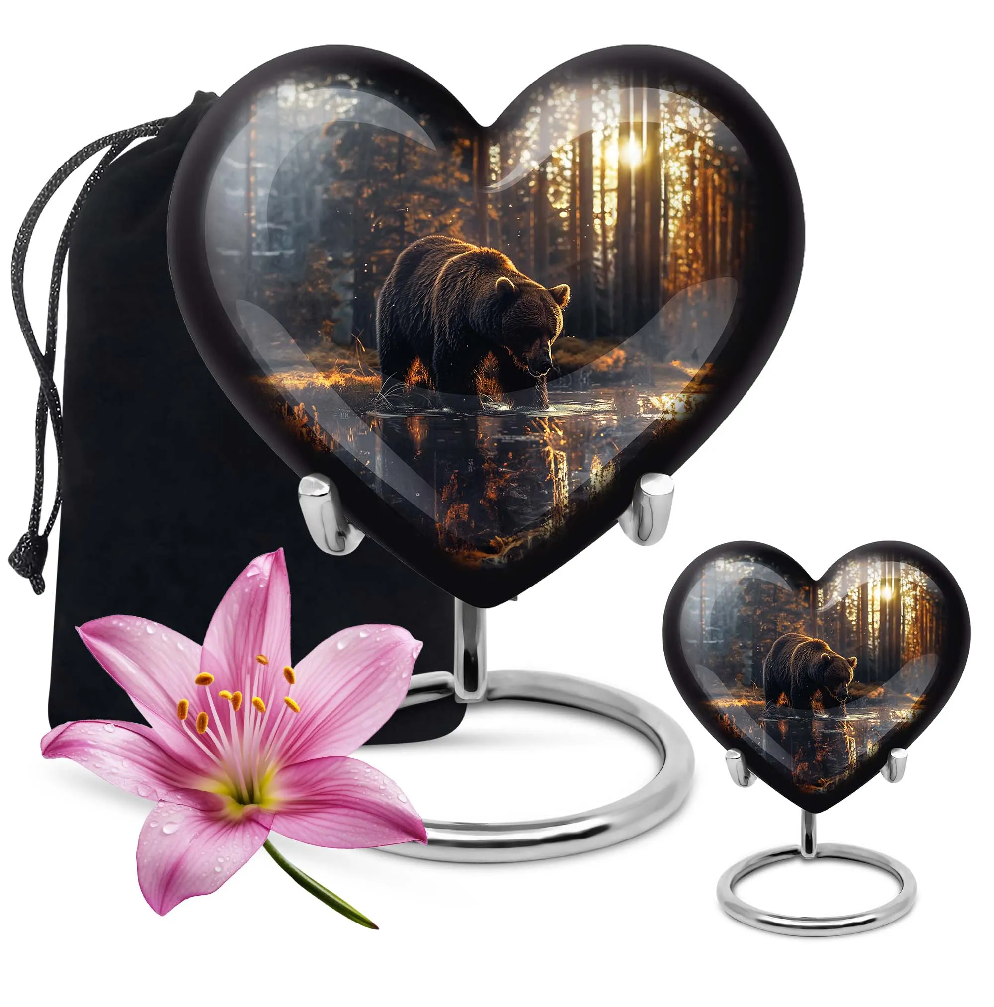 Heartfelt Rememberance - Bear Urn for Women, Purple Meadow Themed
