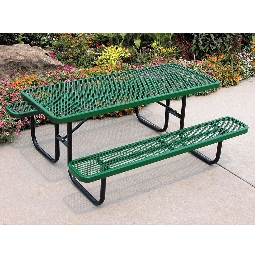 Heavy Duty 8' Rectangular Picnic Table with Diamond-Shaped Pattern