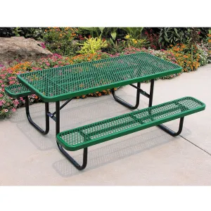 Heavy Duty 8' Rectangular Picnic Table with Diamond-Shaped Pattern