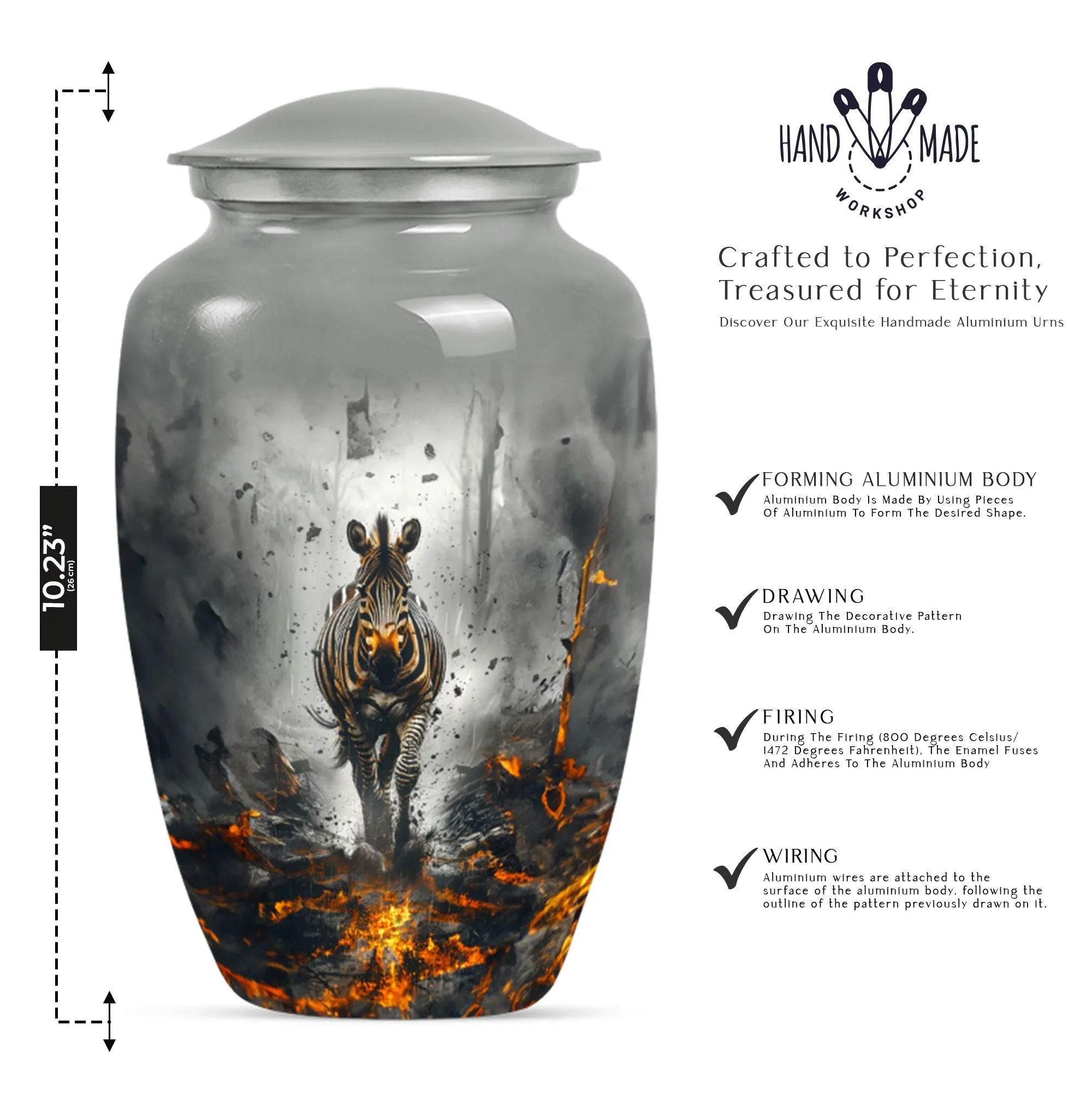 Honorable Tribute Zebra Memorial Urn for Adult Female Ashes