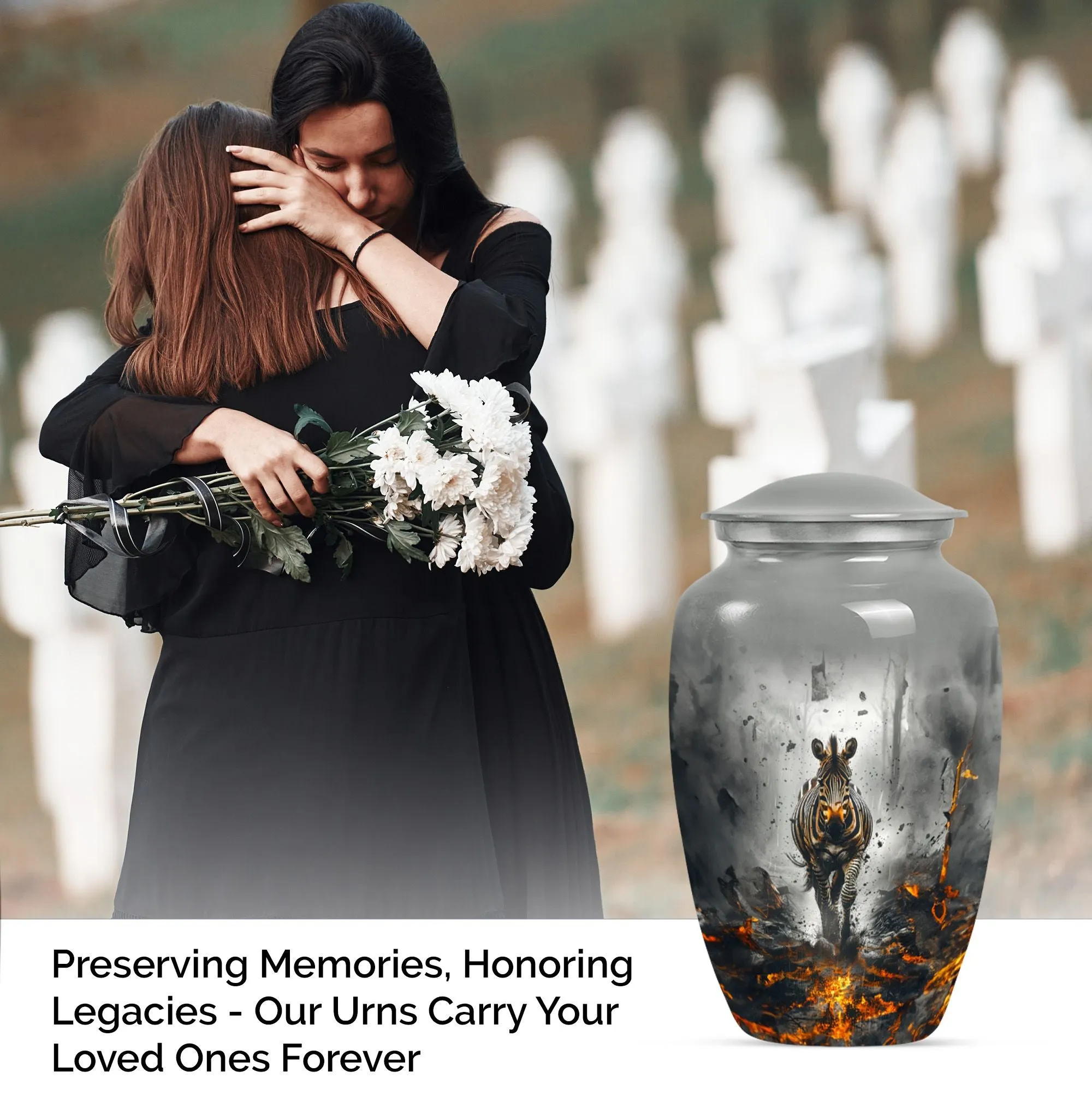 Honorable Tribute Zebra Memorial Urn for Adult Female Ashes
