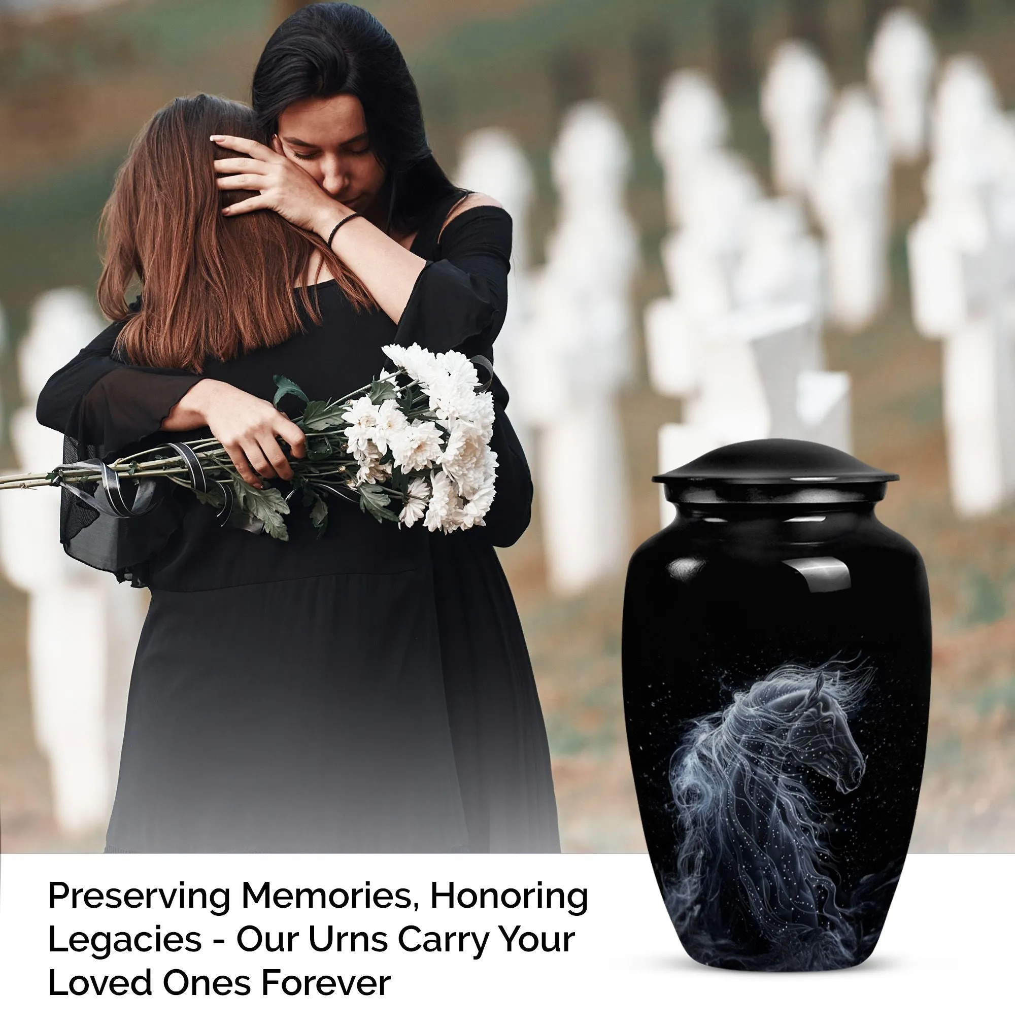 Horse Design Cremation Urn:  Classic Urn For Dad Ashes
