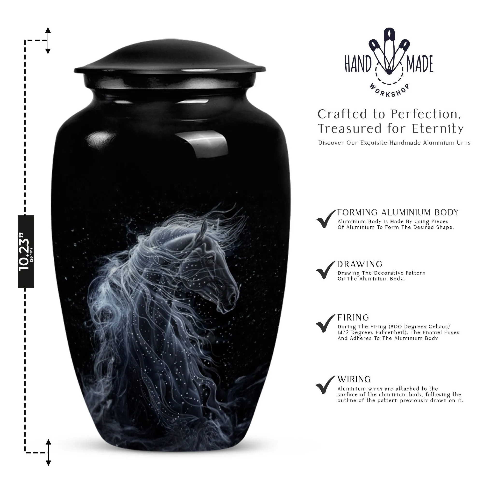 Horse Design Cremation Urn:  Classic Urn For Dad Ashes
