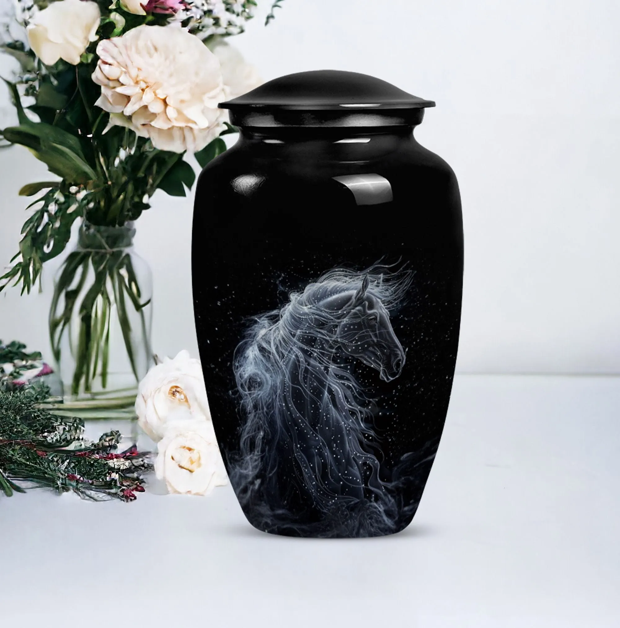 Horse Design Cremation Urn:  Classic Urn For Dad Ashes