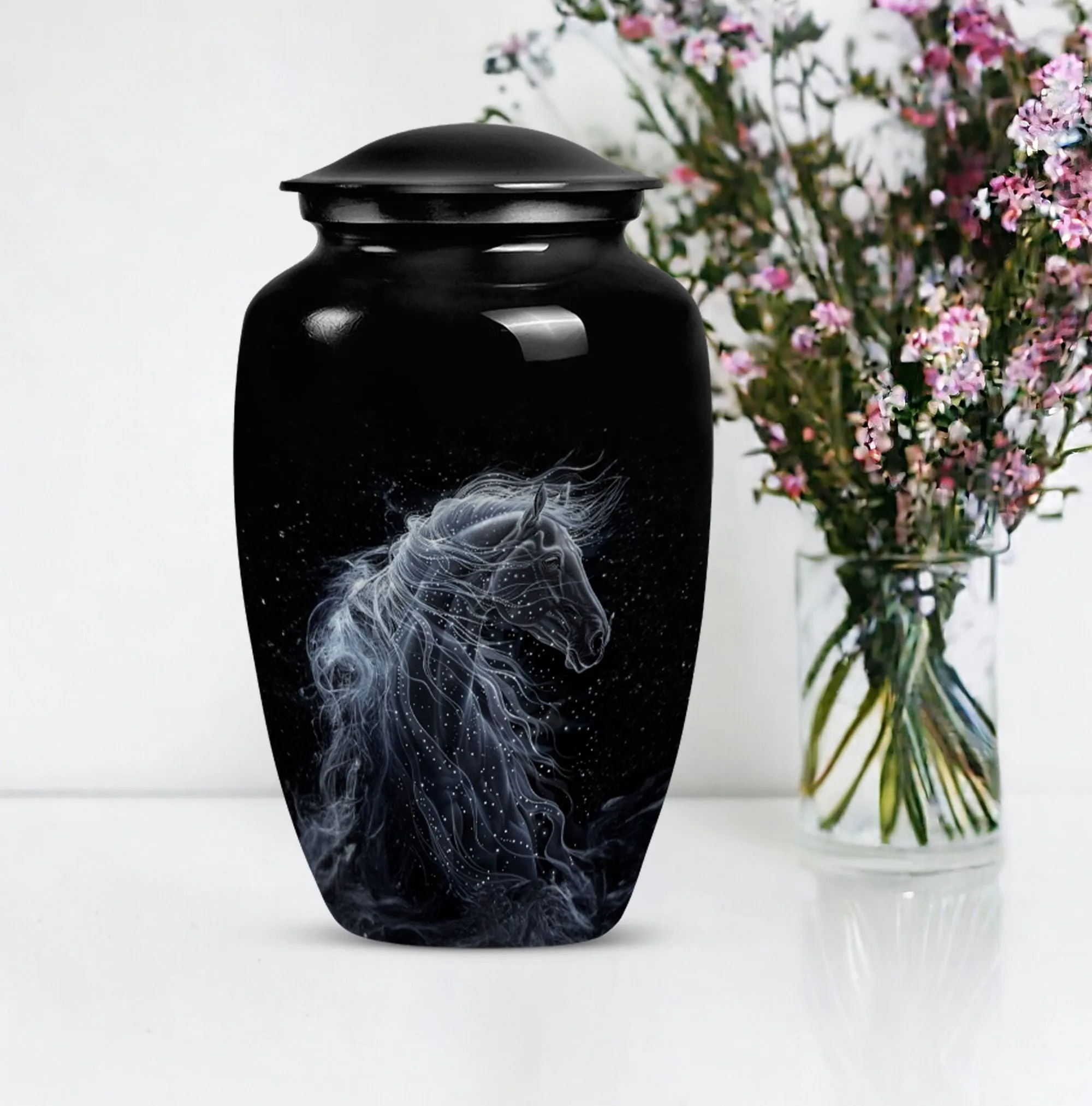 Horse Design Cremation Urn:  Classic Urn For Dad Ashes