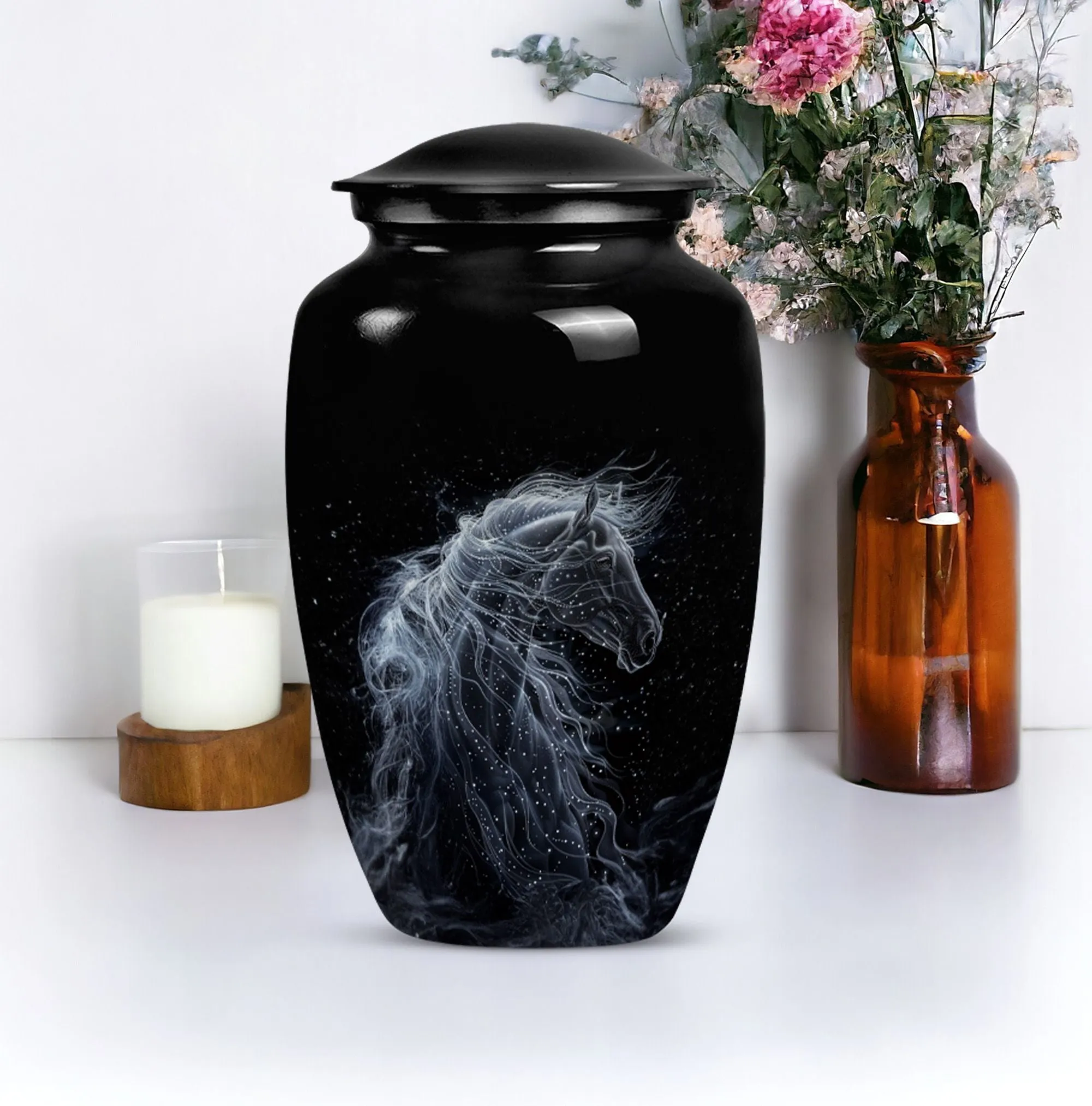 Horse Design Cremation Urn:  Classic Urn For Dad Ashes