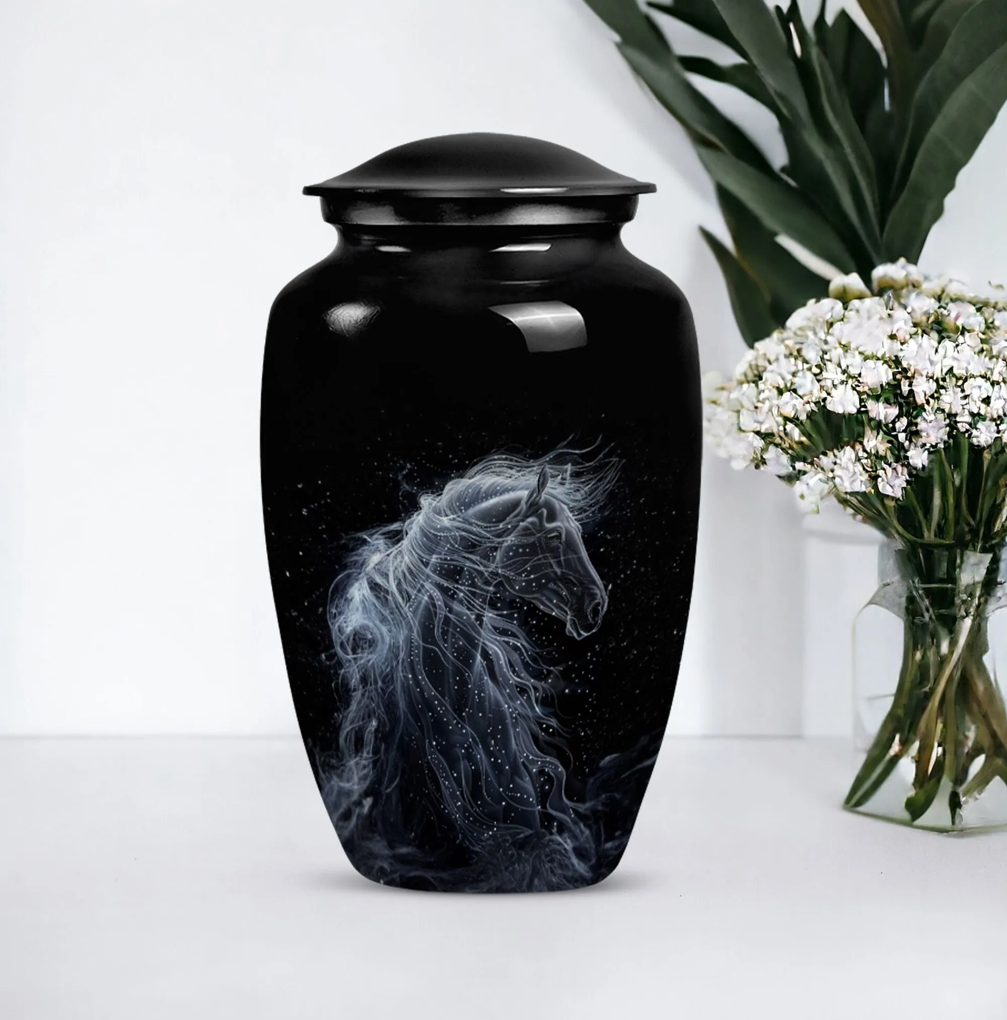 Horse Design Cremation Urn:  Classic Urn For Dad Ashes