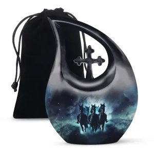 Horse Memorial Cremation Urn – Expressive Cross Drop Design