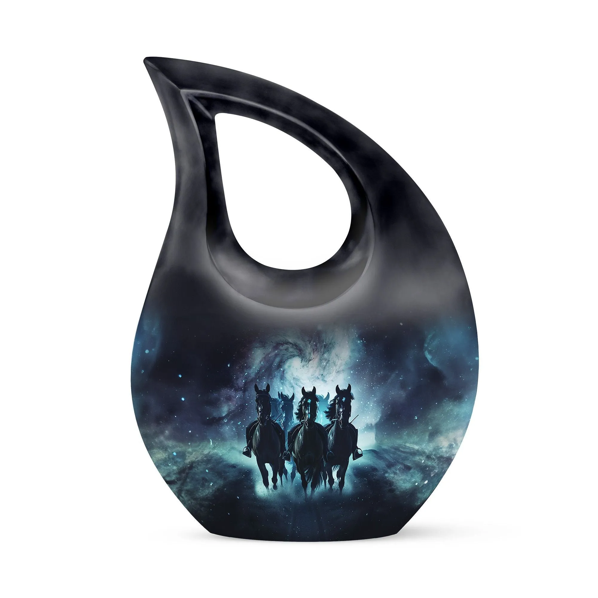 Horse Memorial Cremation Urn – Expressive Cross Drop Design